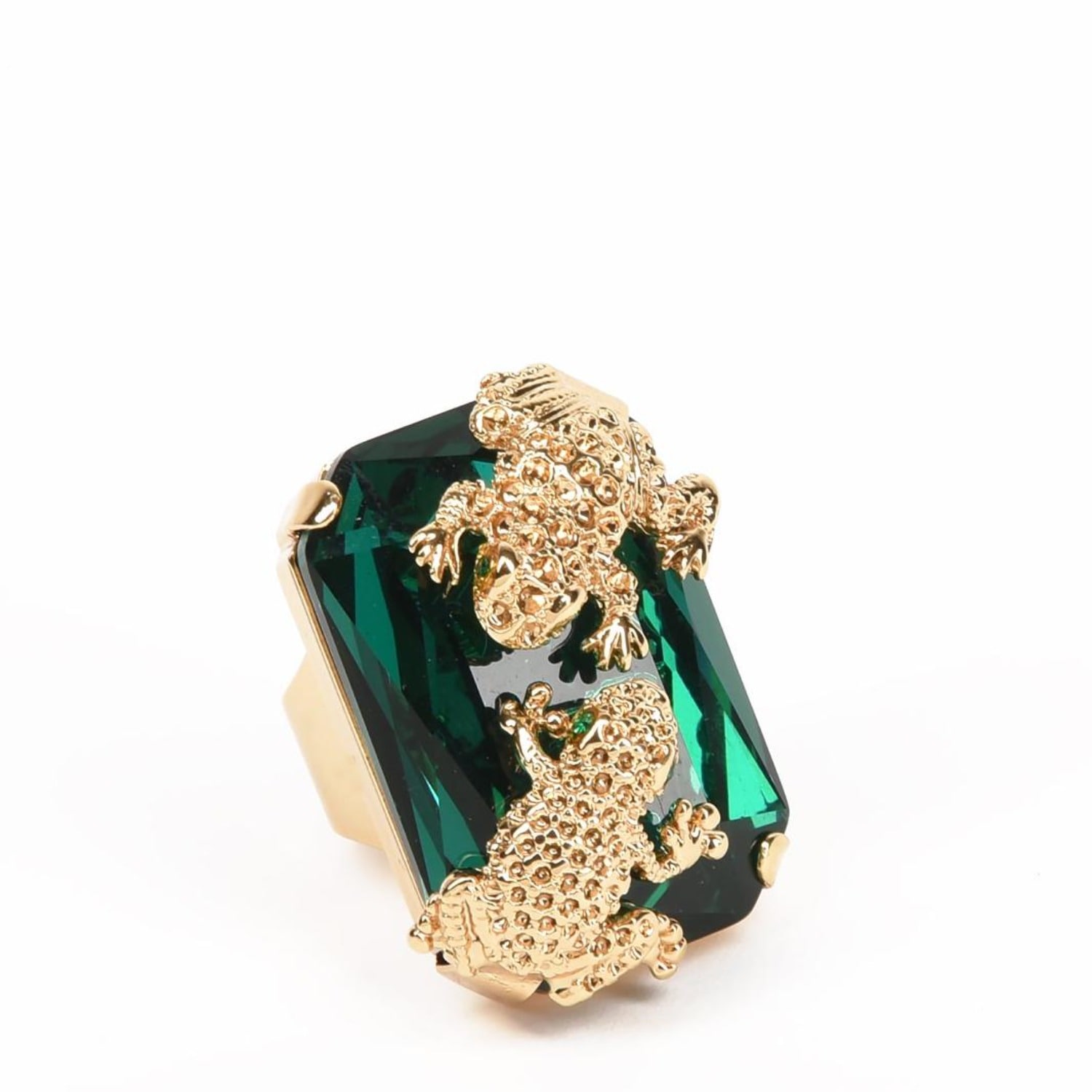 Addicted2 Women's Gold / Green Ines Ring With Emerald Crystal &  Frog Motifs In Multi