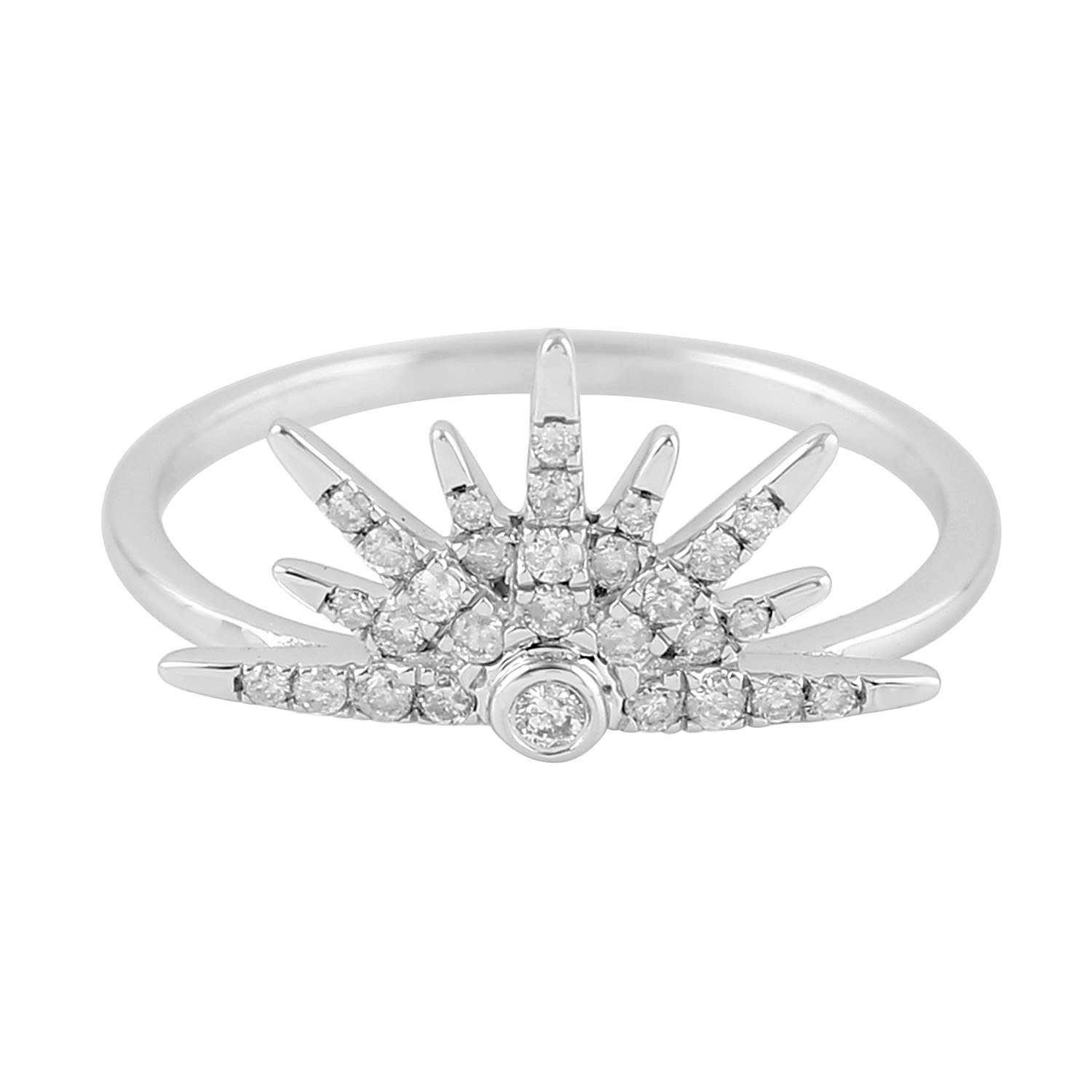 Artisan Women's Designer Sunburst-inspired Diamond Ring In White Gold