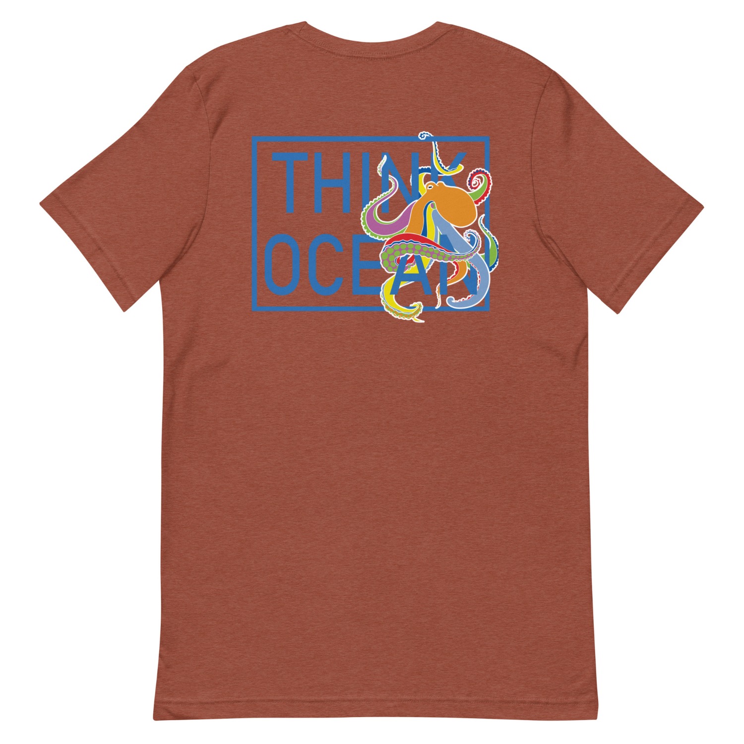 Anchor & Crew Heather Clay Red Think Ocean Octopus Fluorescence Cotton Embroidered T-shirt - Women In Brown