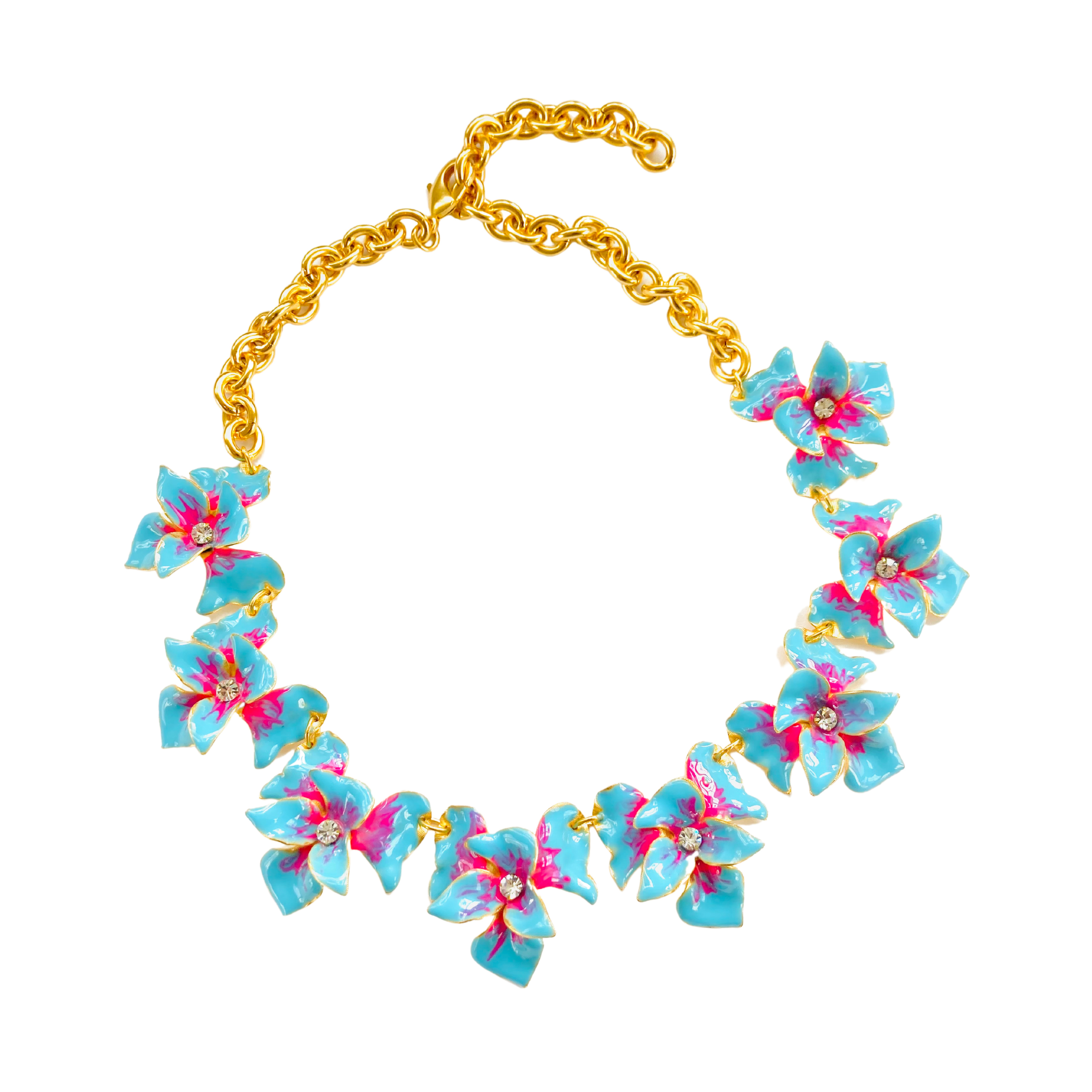 The Pink Reef Women's Blue Necklace In Aqua Orchid In Brown