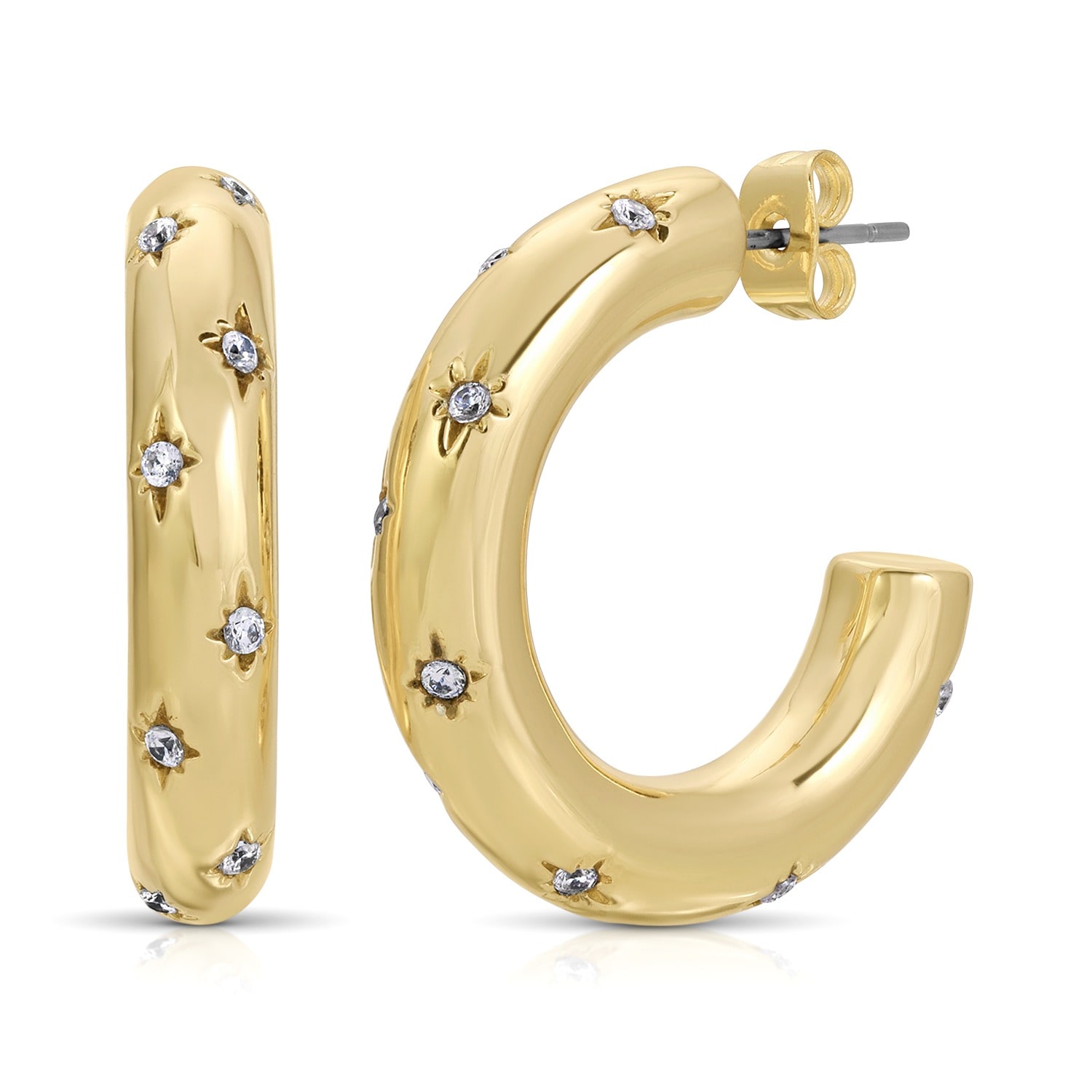 Leeada Jewelry Women's Gold Stevie Maxi Hoops