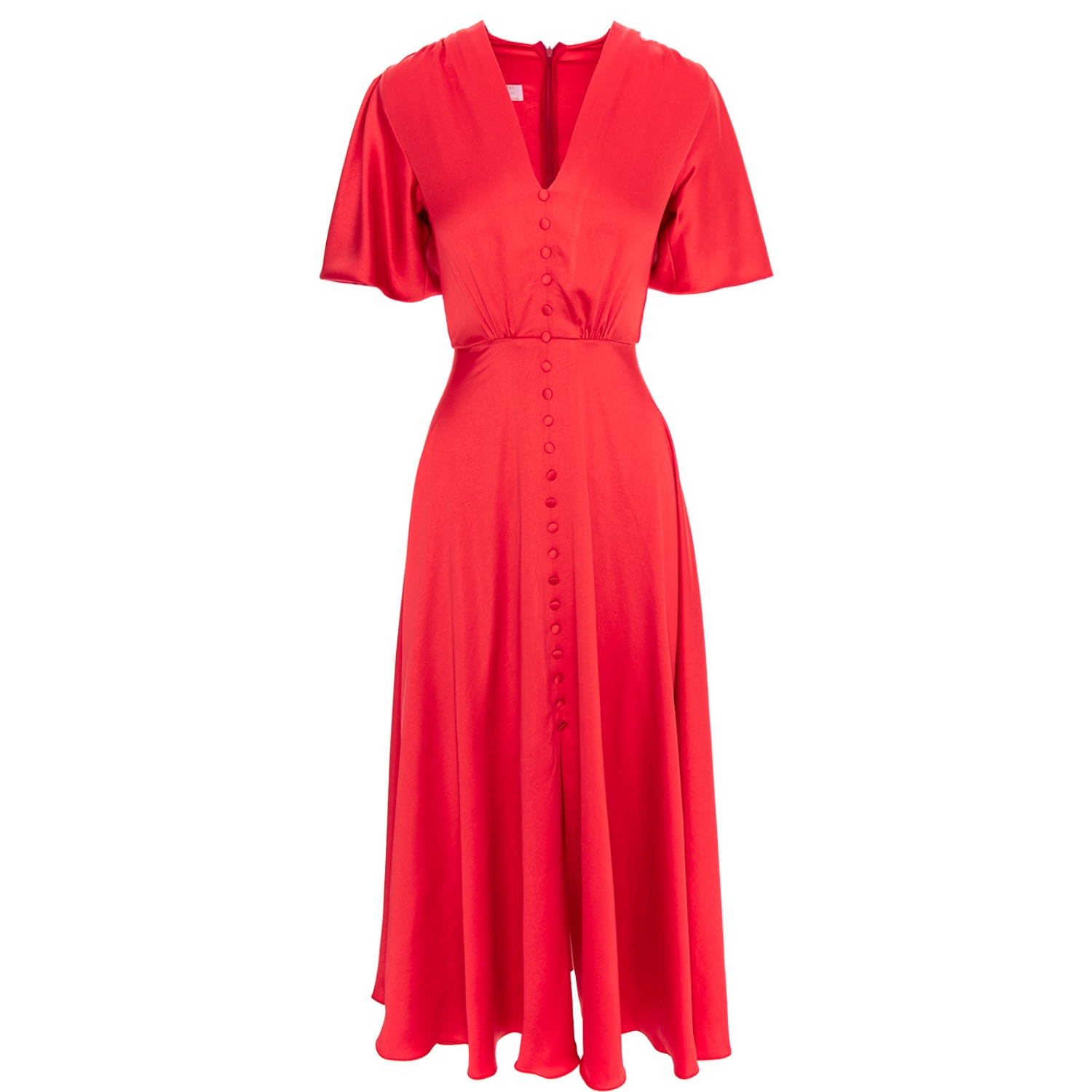 Women’s Brooklyn Retro Midi Satin Dress In Coral Red Extra Small Roserry