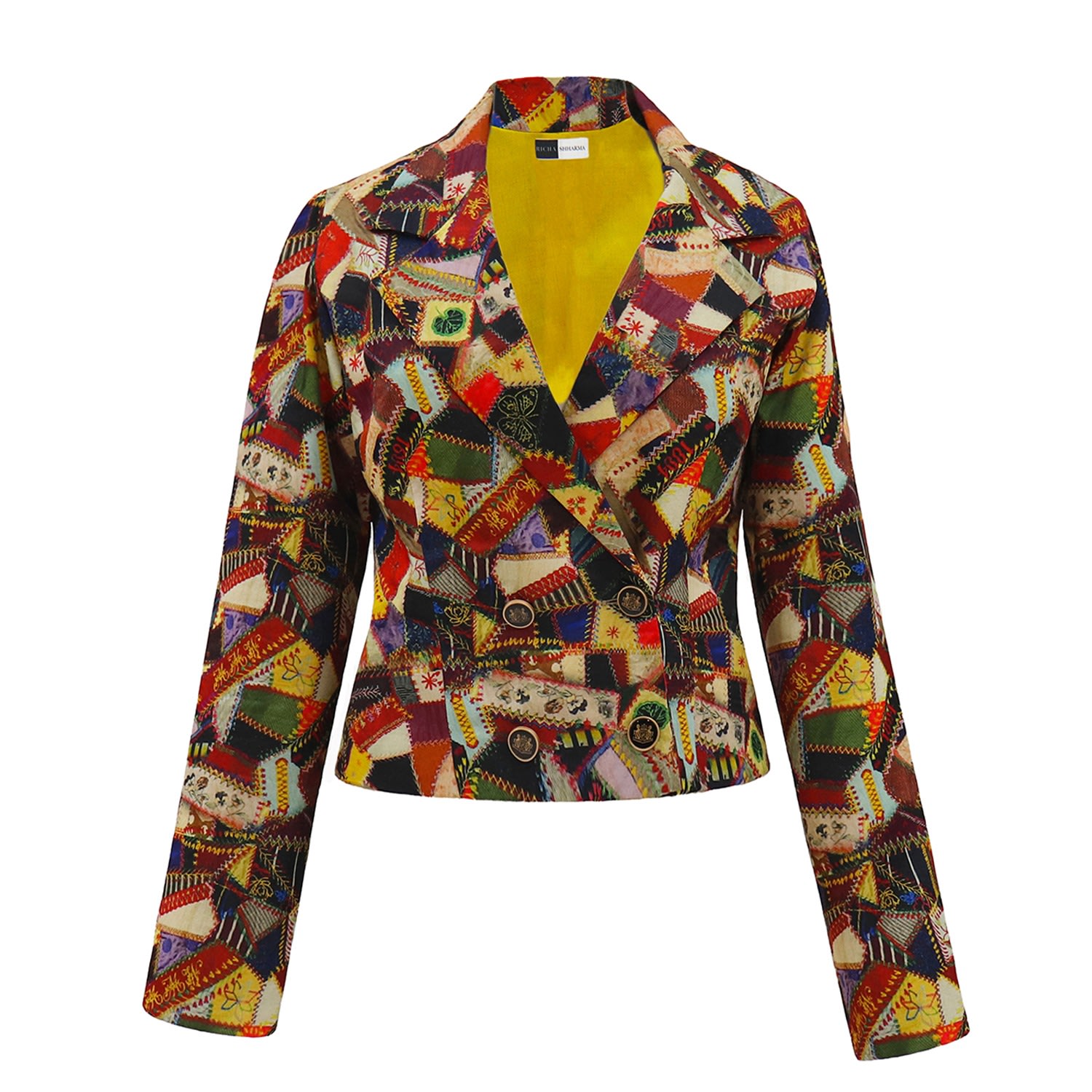 Women’s Silk Cropped Blazer And Mini Skirt Set Small Richa Sharma