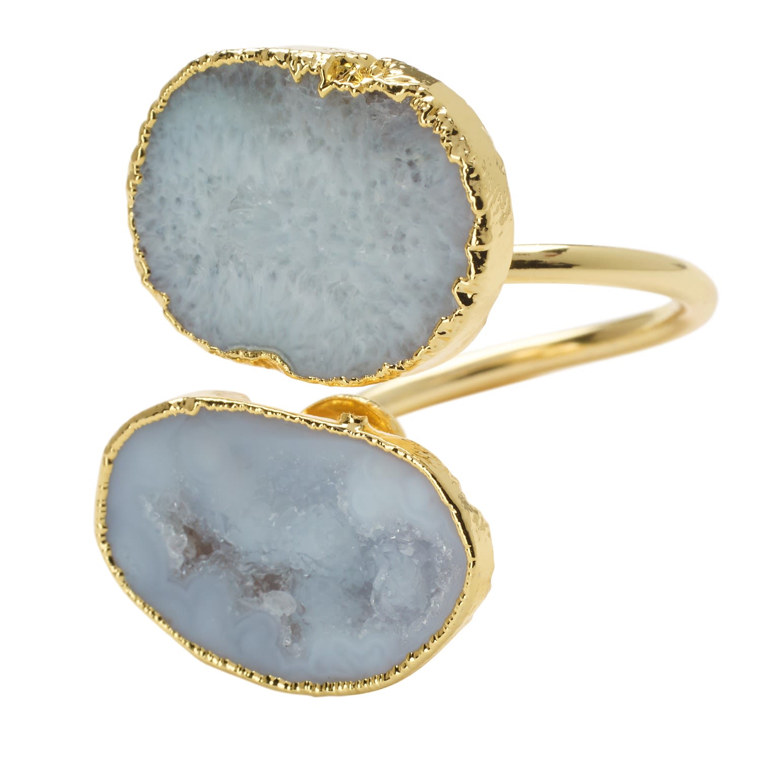 Women’s Grey / Gold / White White Grey Duo Crystal Adjustable Gold Ring Yaa Yaa London