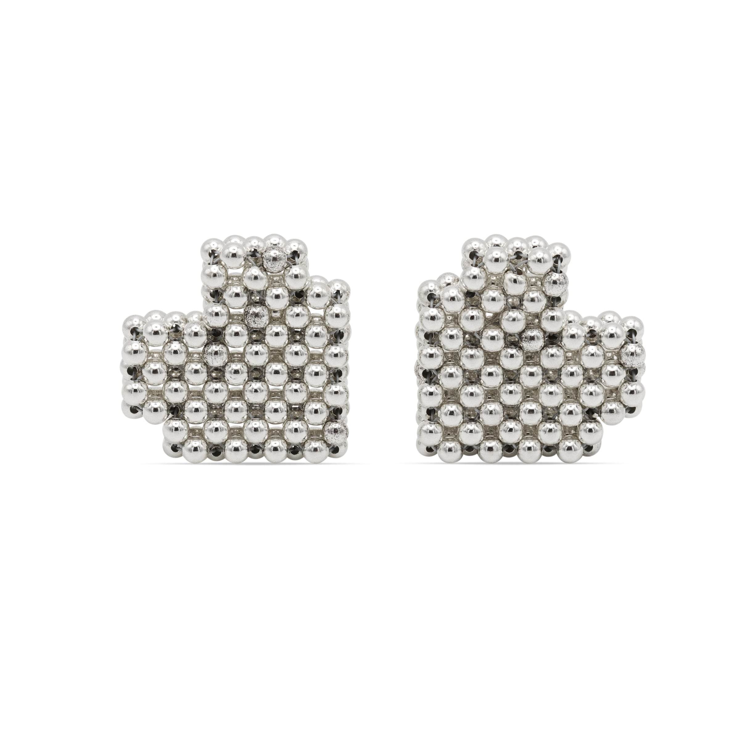Pas De Marque Women's Sterling Silver Beaded Earrings Cœur Soufflé In Silver