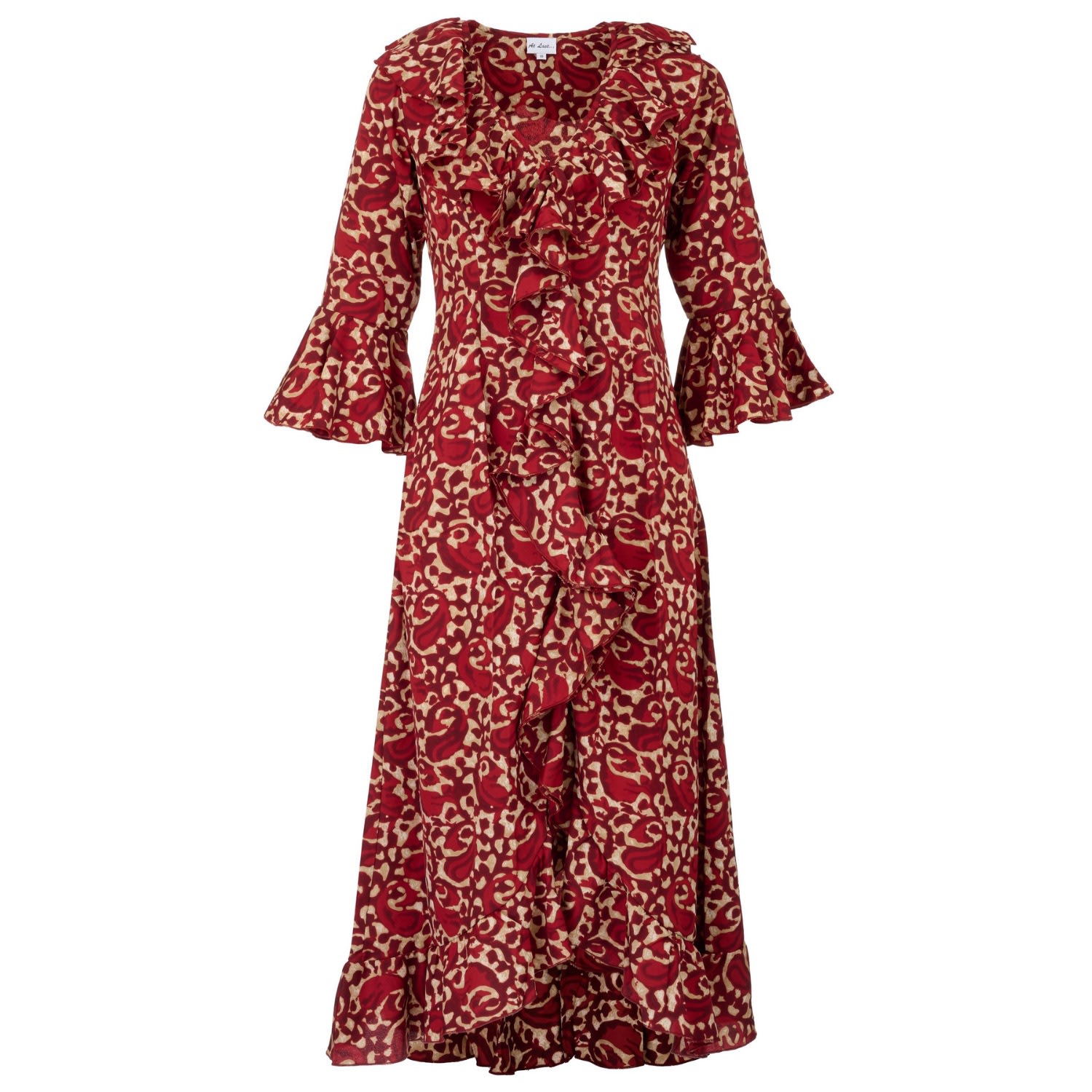 At Last... Women's Red Felicity Midi Dress Copper Swirl In Red