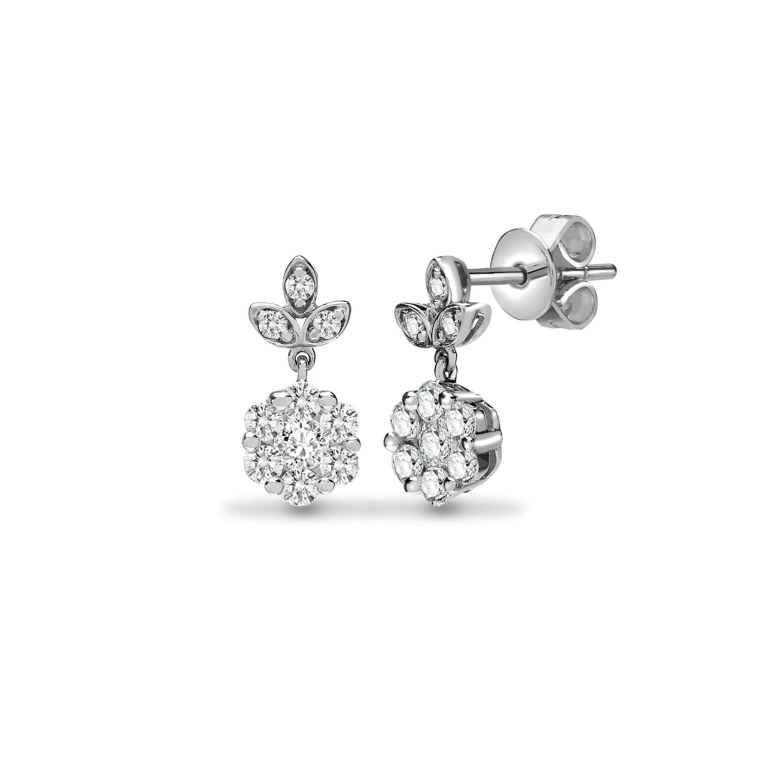 Women’s Silver / White White Gold Diamond Daisy Flower Drop Earrings Cervin Blanc