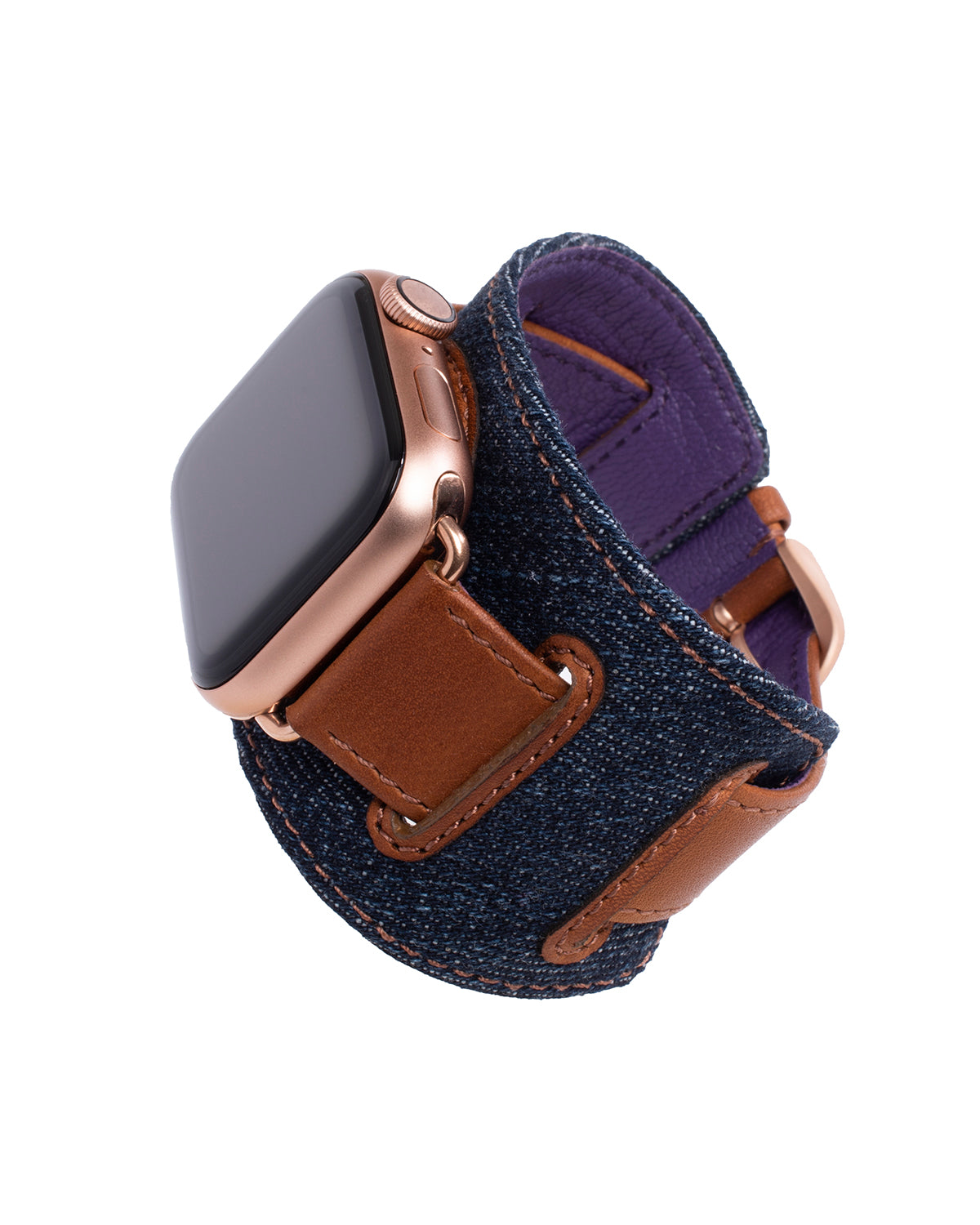 Sedona In Navy - Leather Luxury Apple Watch Band - Space Gray, Chalonne