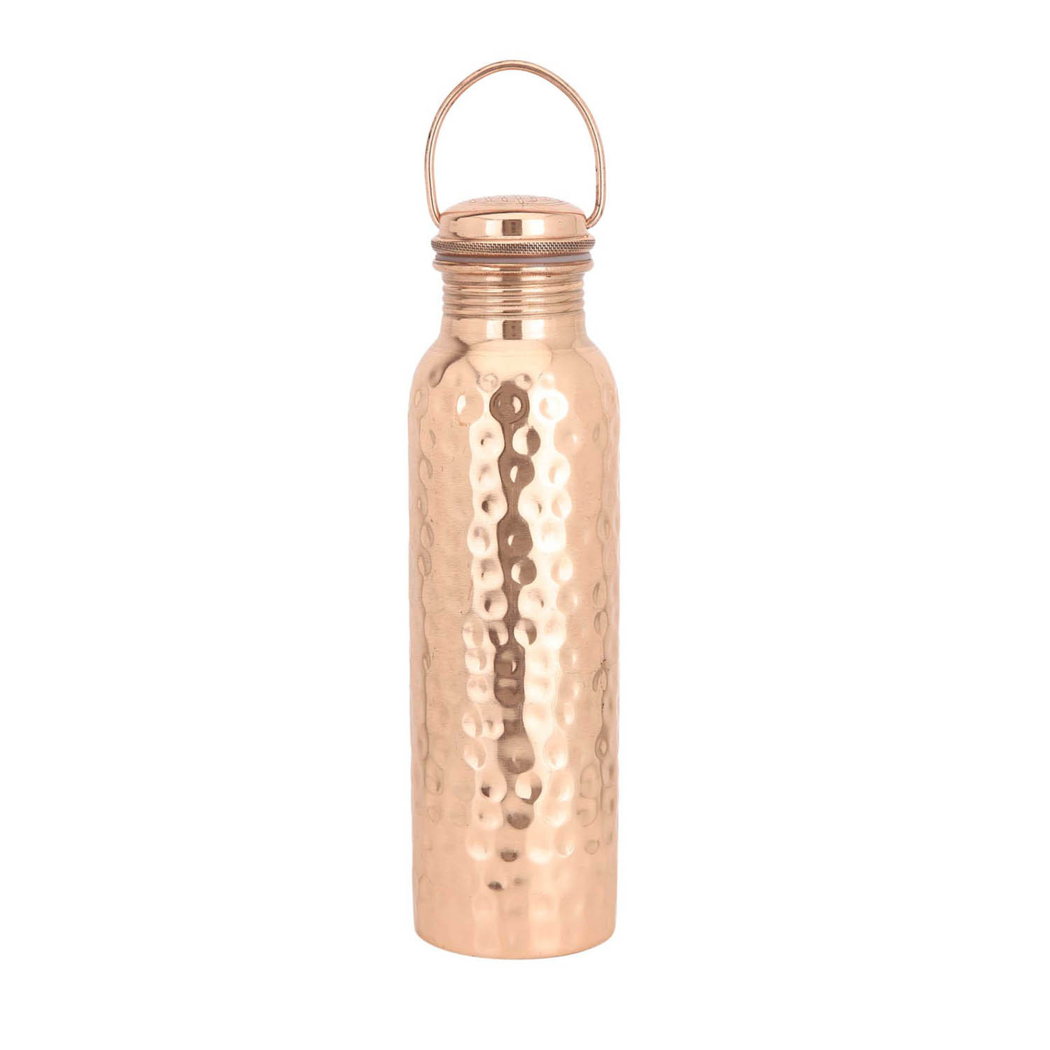 Shakti Warrior Rose Gold Pure Copper Bottle - Hammered In Rose Gold