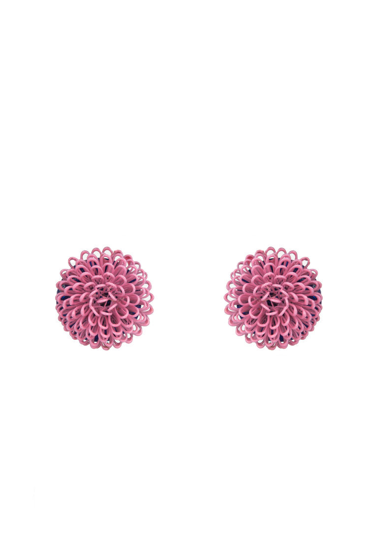 Women’s Pink / Purple Pink Single Pompom Clip Earrings Pat’s Jewelry