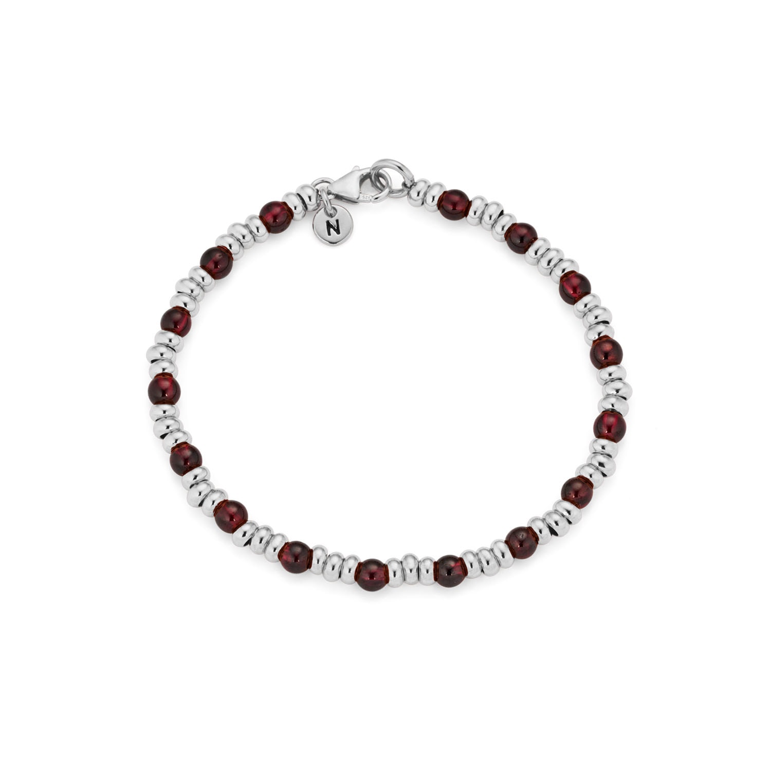 Nellou Jewellery Women's Red / Silver Gem Garnet Bracelet Birthstone January Sterling Silver In Multi