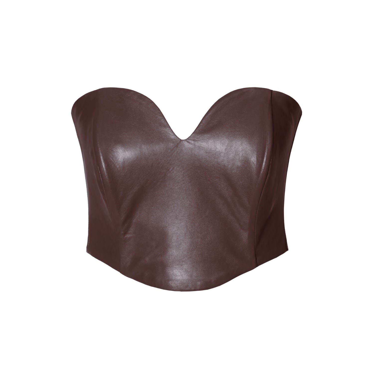 Aggi By Halewski Women's Lara Chocolate Brown Vegan Leather Corset