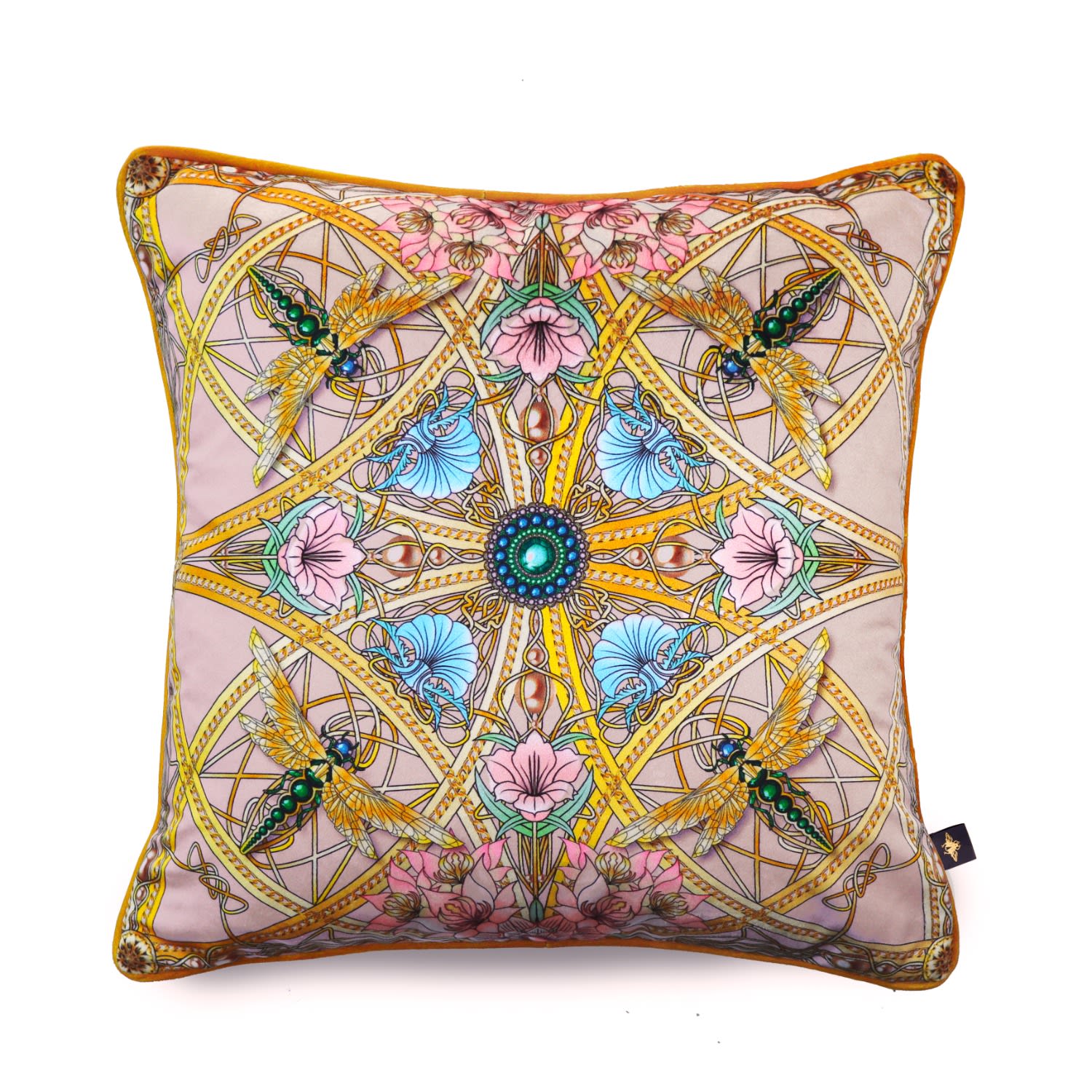 Gold / Pink / Purple Zellandine RosÃ© Velvet Cushion The Curious Department