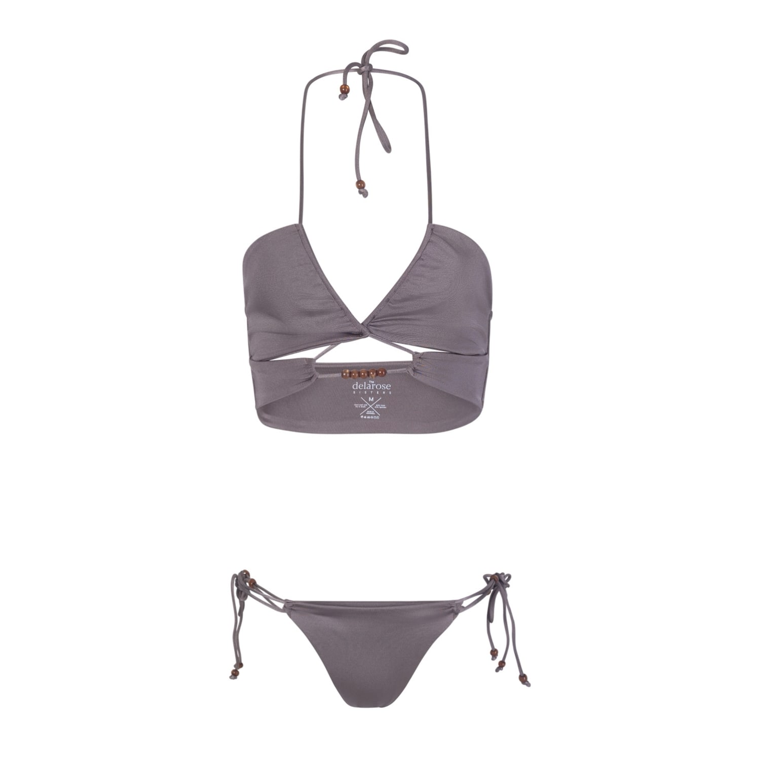 The Delarose Sisters Women's Neutrals / Brown Latte Beaded Bikini Set In Brown