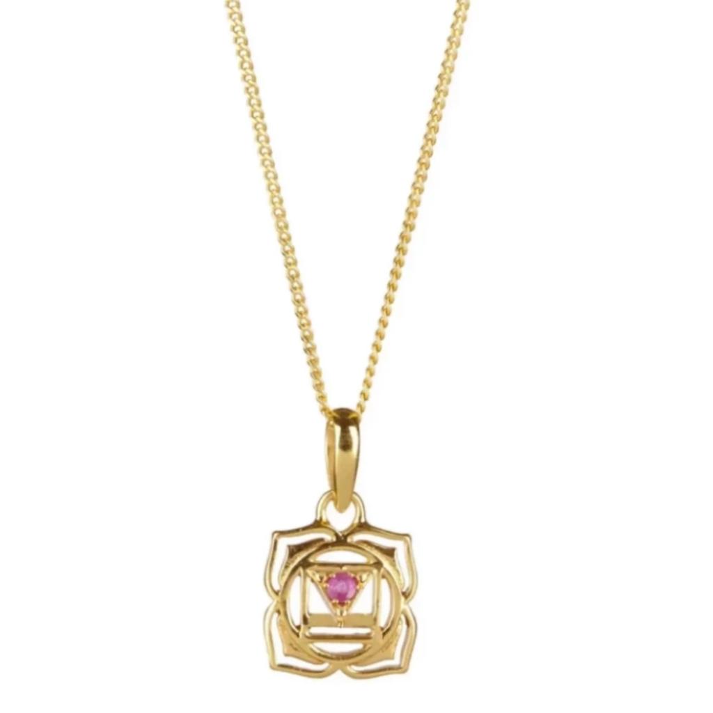 Women’s Root Chakra Gold Vermeil Necklace - Ruby Charlotte’s Web Jewellery