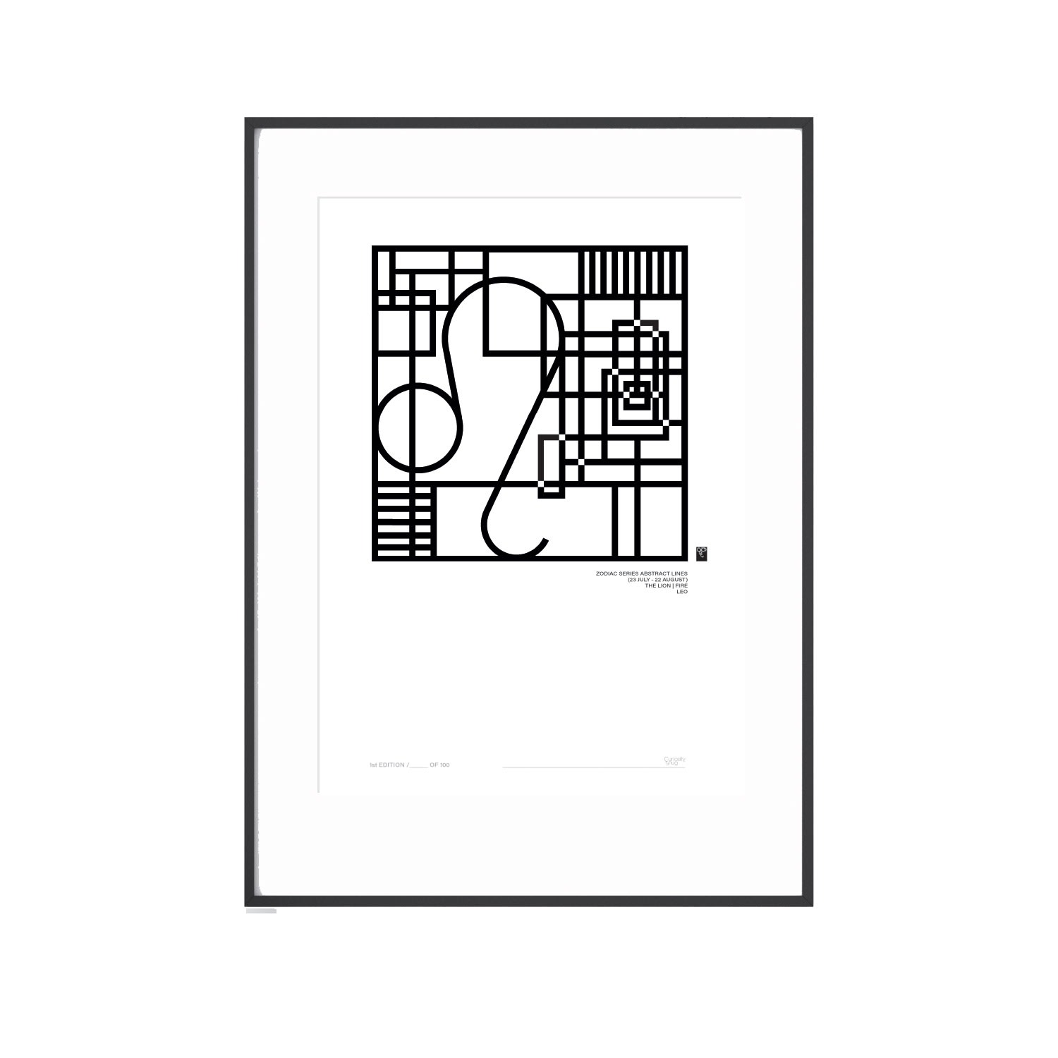 Curiosity Snug Zodiac Series Abstract Lines - Leo Print - Black In Black