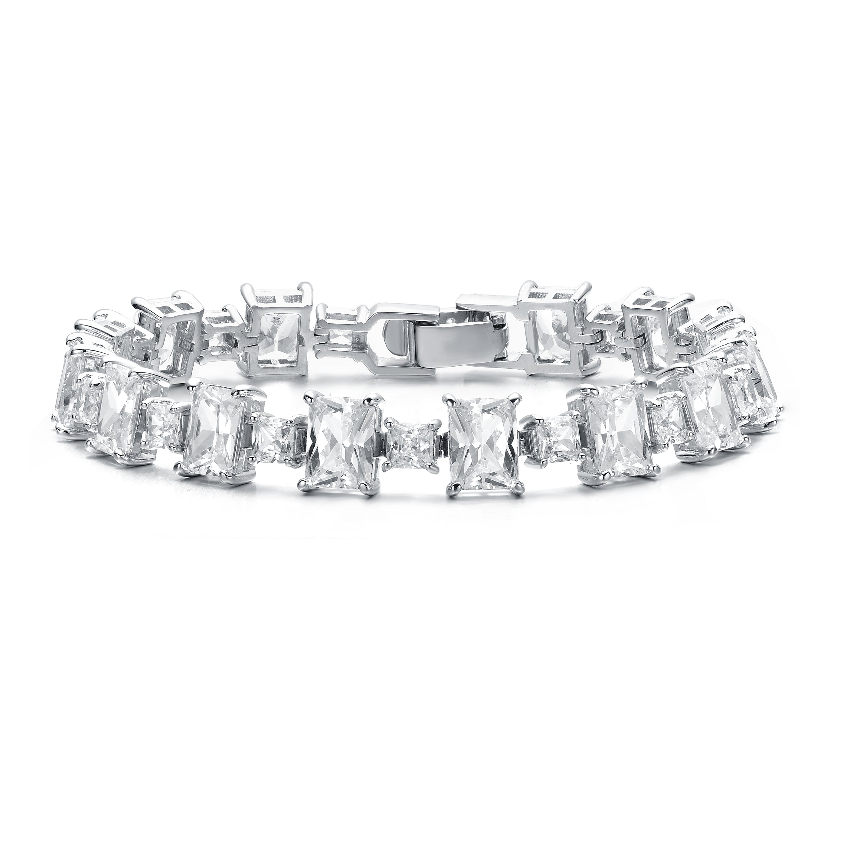 Women’s White / Silver Rene Modern Cz Tennis Bracelet Genevive Jewelry