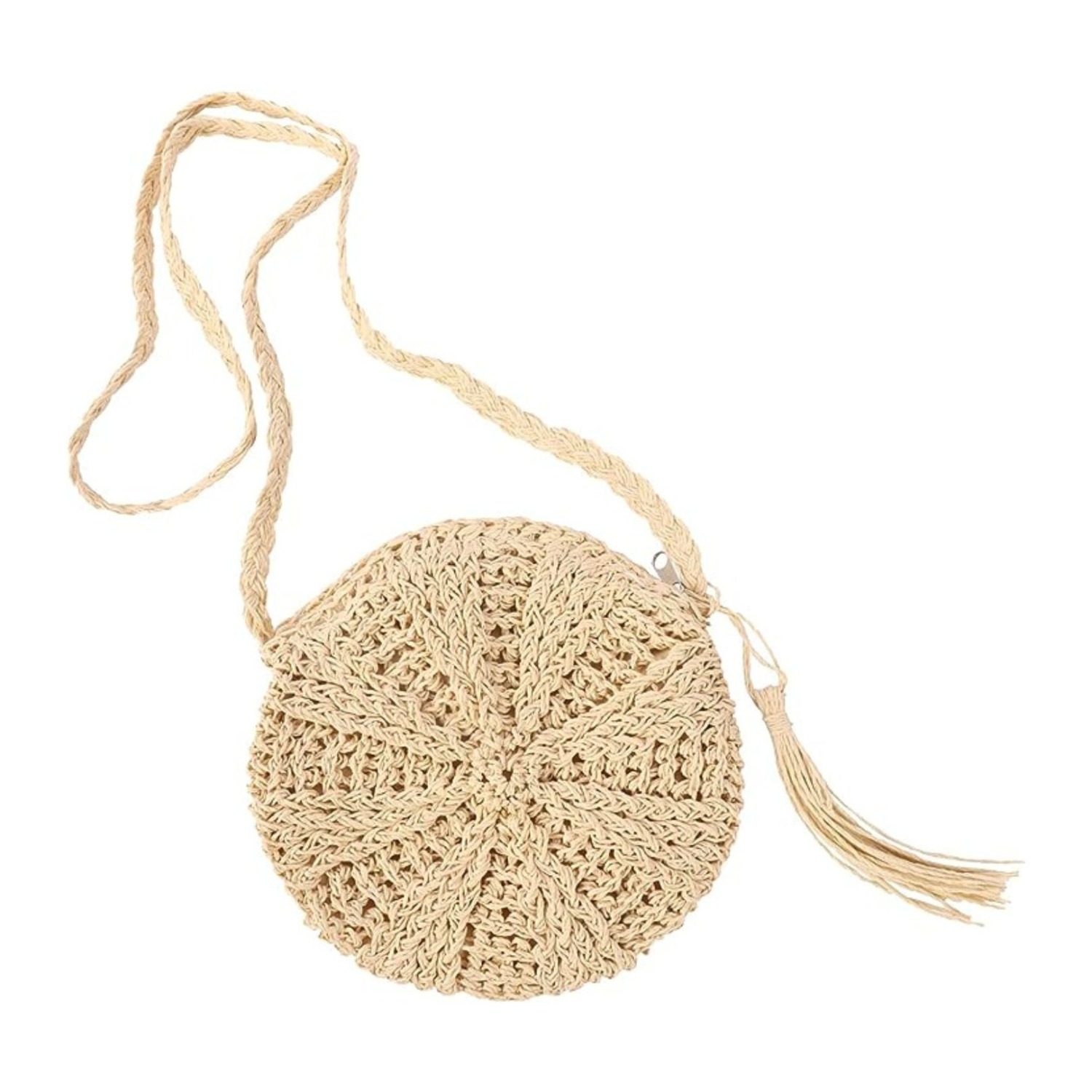 Small Circle Straw Round Crossbody Bag