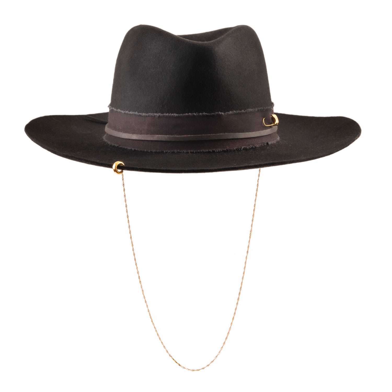 Shaded The Label Mens Kynance Black Wool Fedora Hat With Sterling Silver Jewellery