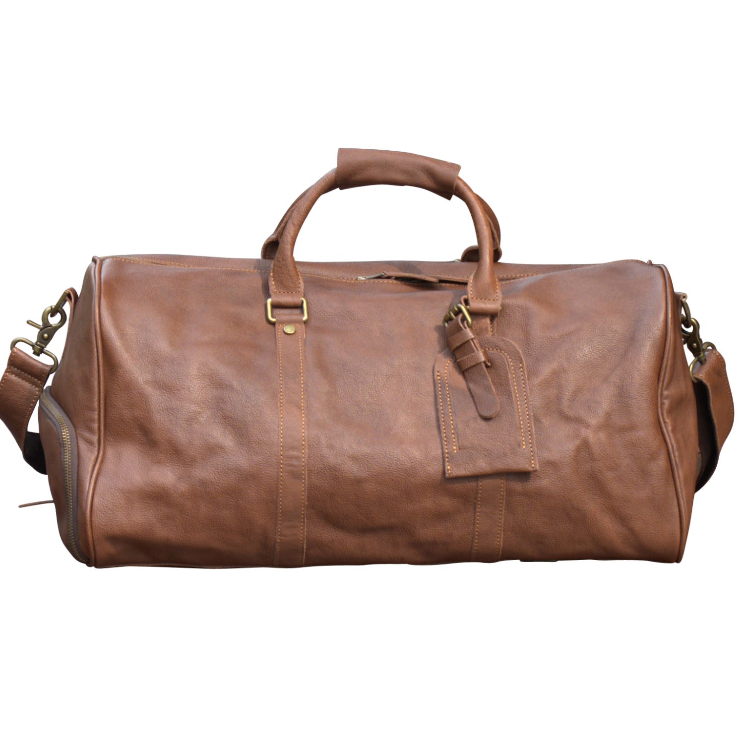 Men’s Brown Leather Over Night Bag With Shoe Storage - Chestnut Touri