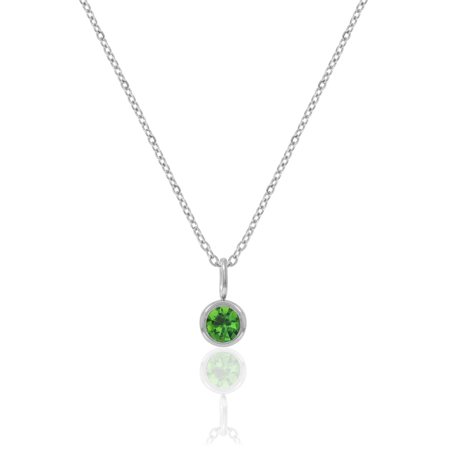 A Weathered Penny Women's Silver / Green Silver Birthstone Necklace - August In Silver