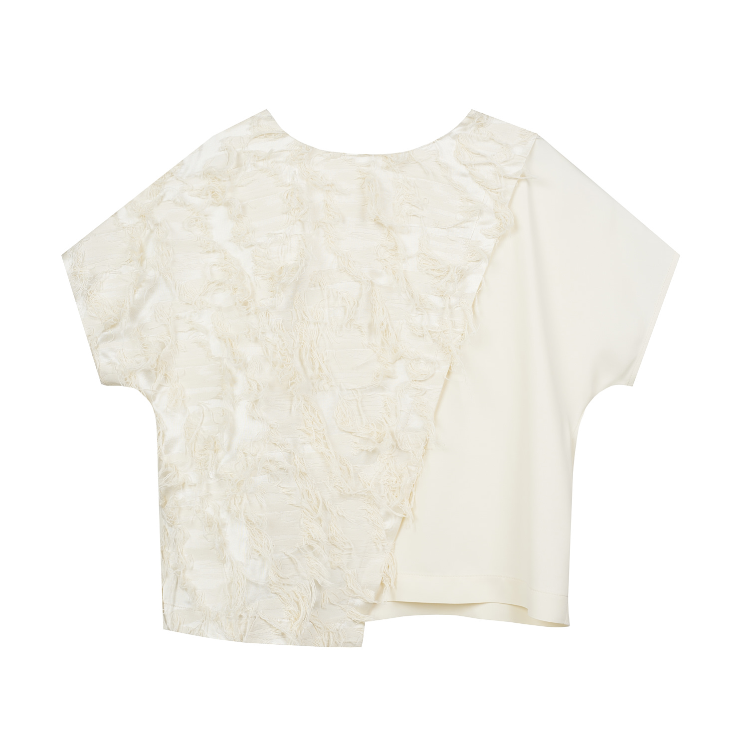 Inavati Women's White Milk-shade Blouse With Asymmetrical Applique