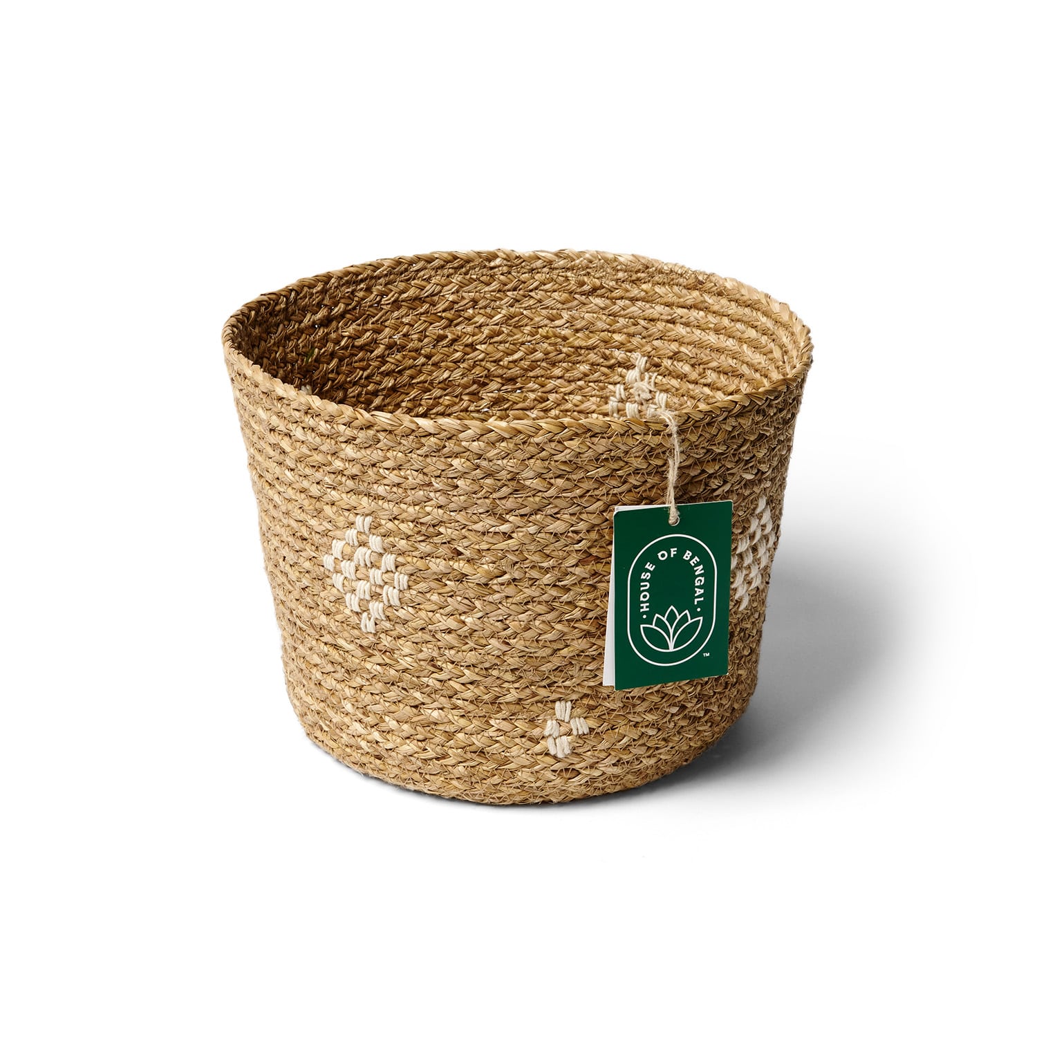 House Of Bengal Neutrals Jamdani Basket - Medium