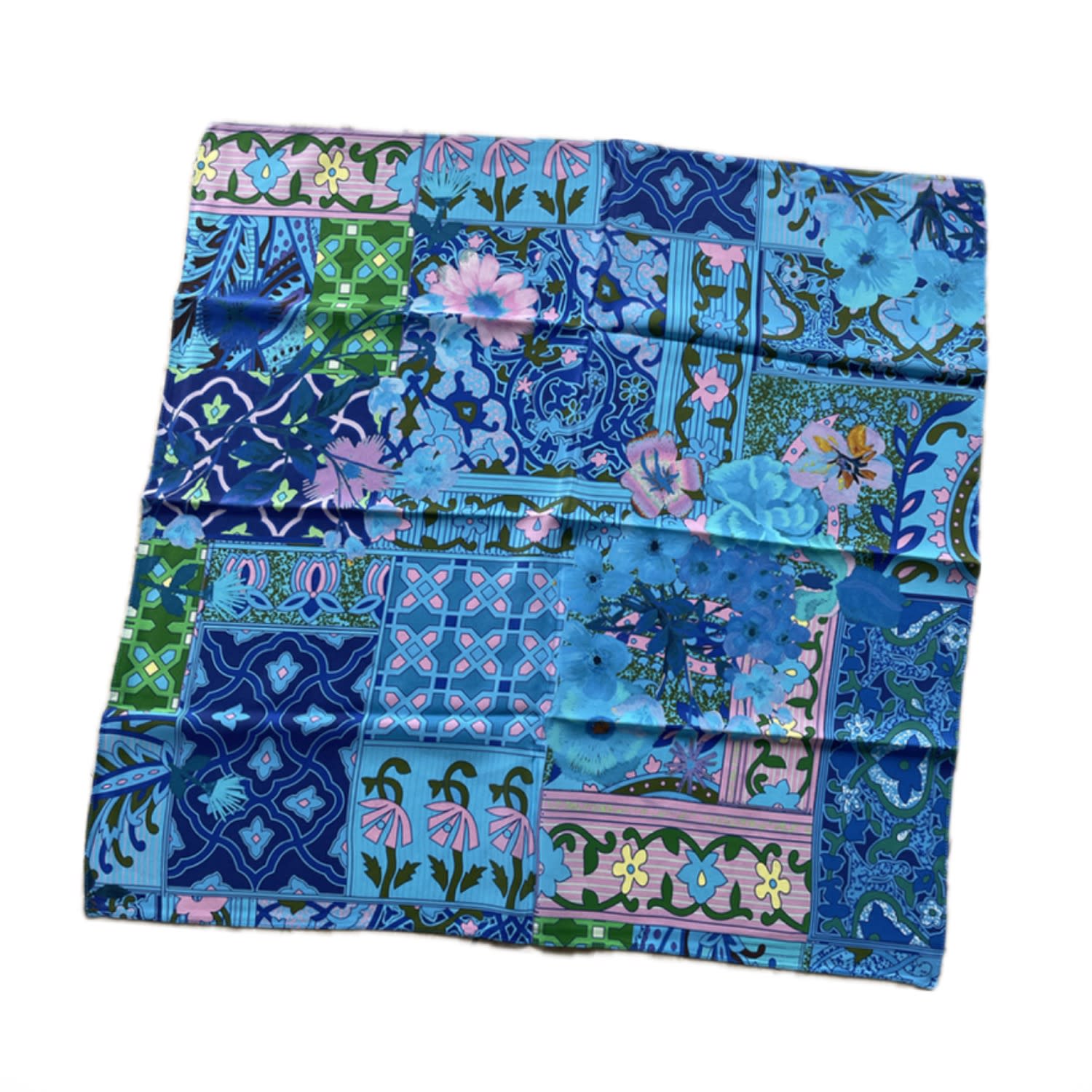 Introvertie Vienna Women's Blue Silk Scarf - Mosaic Azure In Blue