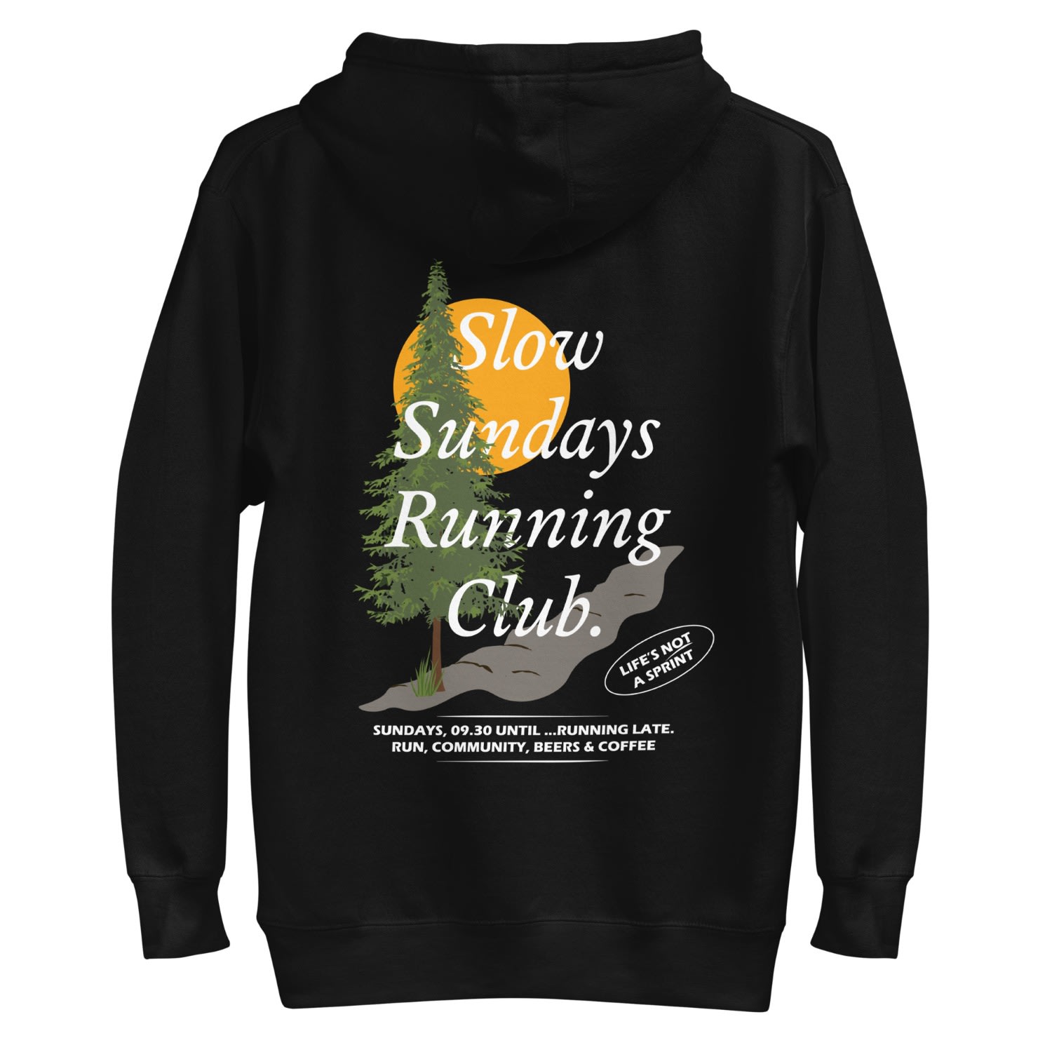 Anchor & Crew Black Mountain Pine Slow Sundays Running Club Cotton Blend Hoodie - Women In Black