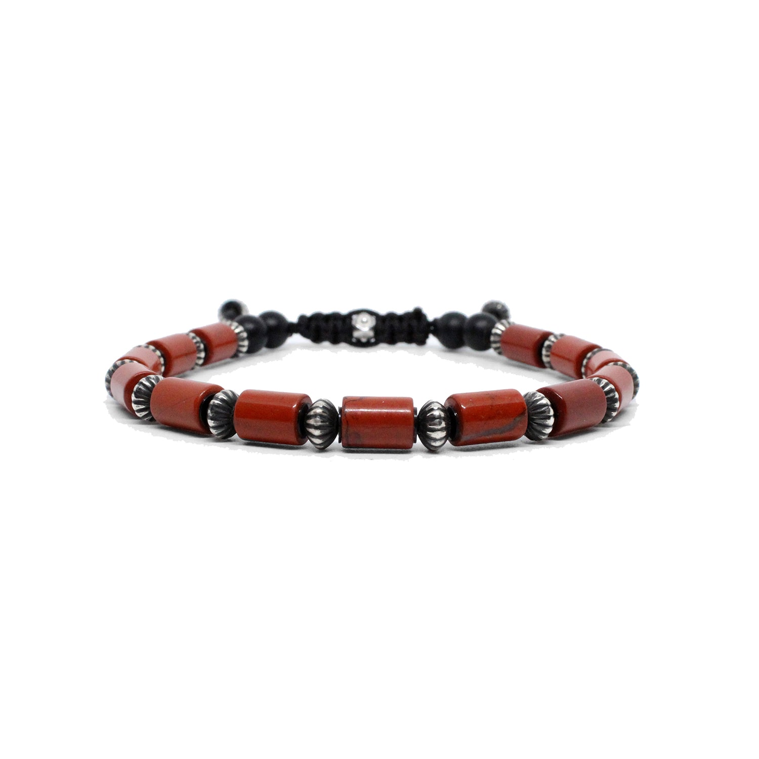 Men’s Cylinder Red Jasper, Sterling Silver Bracelet Kenton Michael