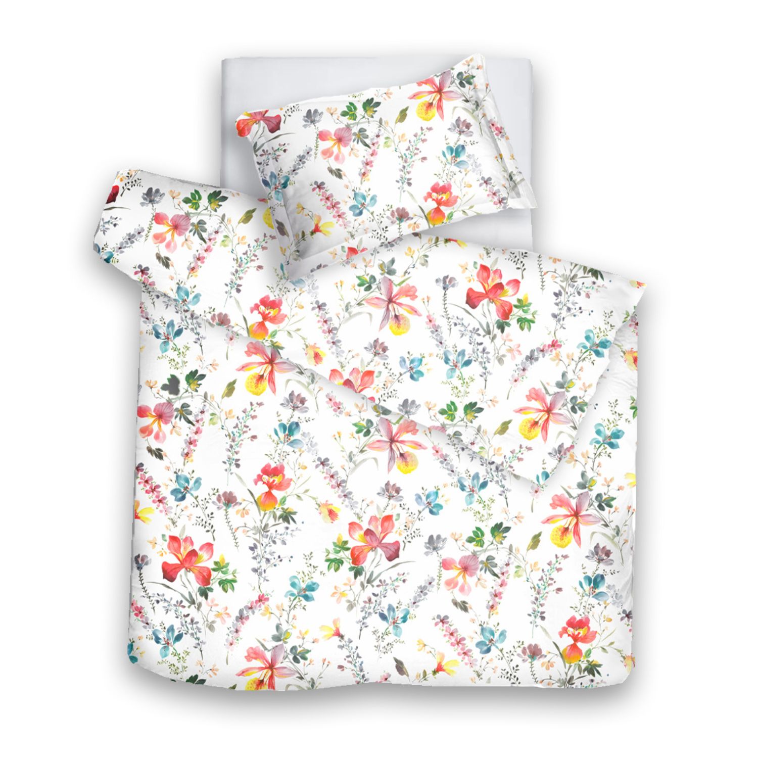 Decoflux Home White Bedding Set 'monday Blooms'  Uk Single In White