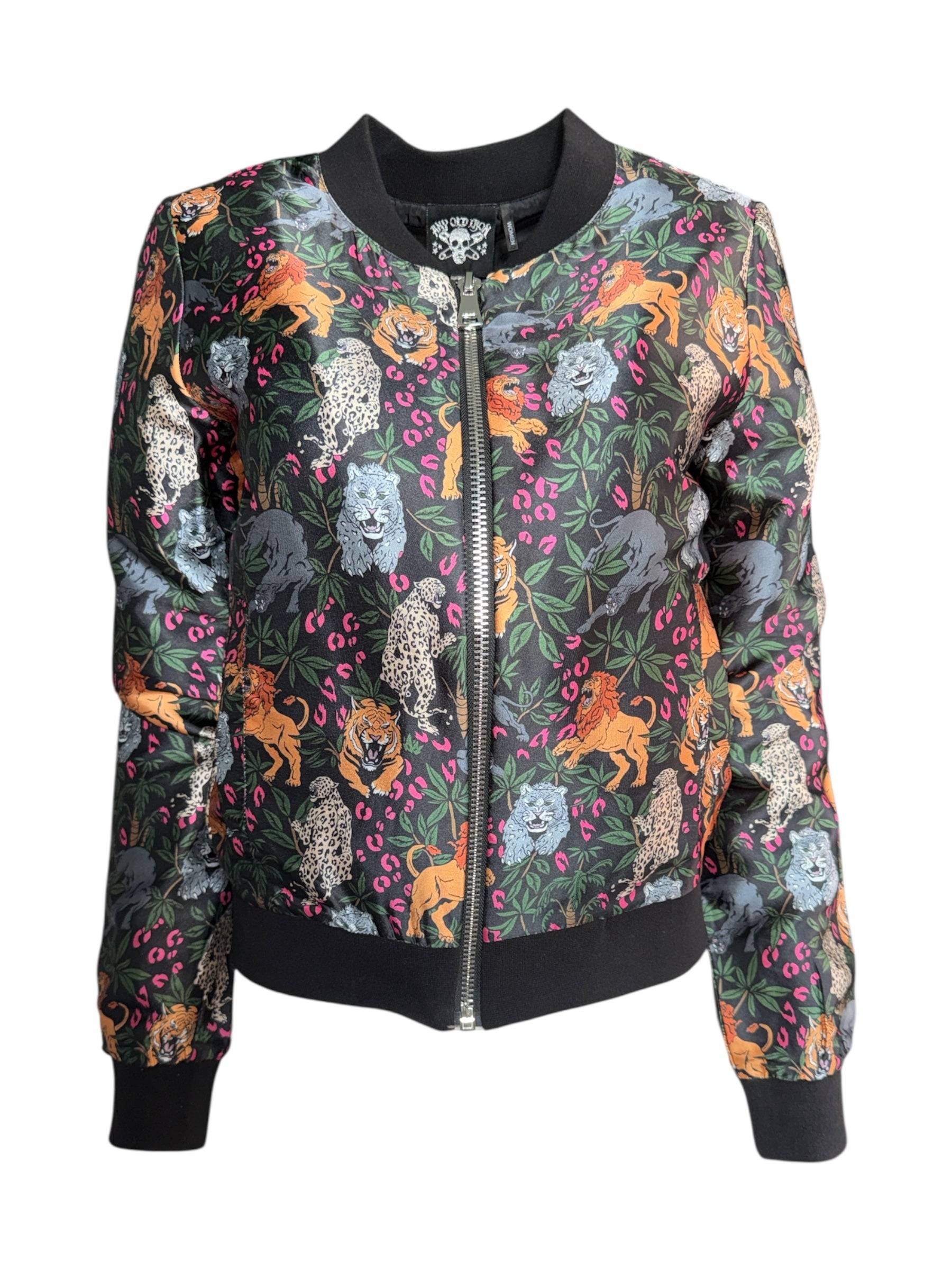 Women's Green / Black Multicolor Big Cats Bomber Jacket | 3Xl | Any Old Iron