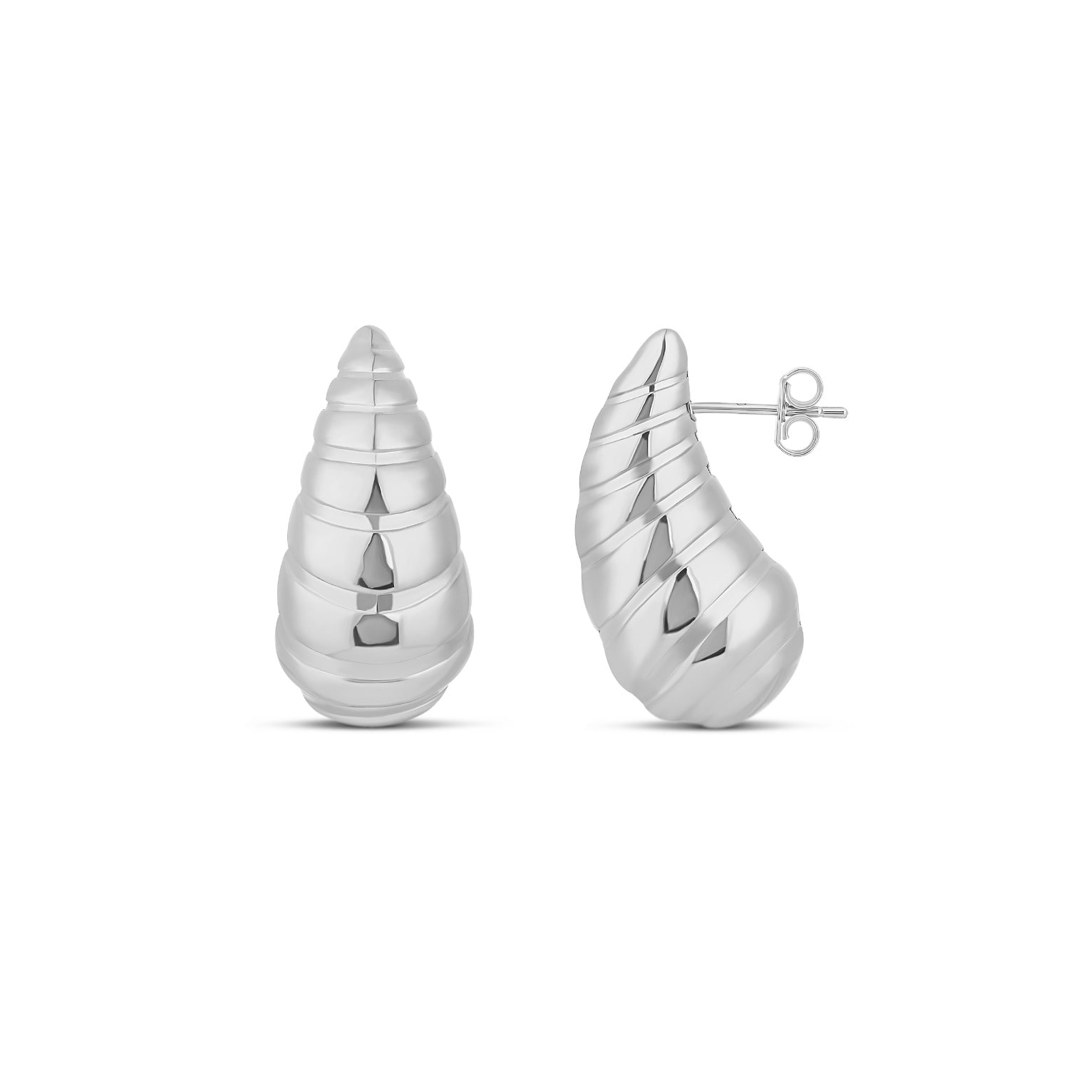 Shymi Women's Textured Tear Drop Hoops - Silver In Silver