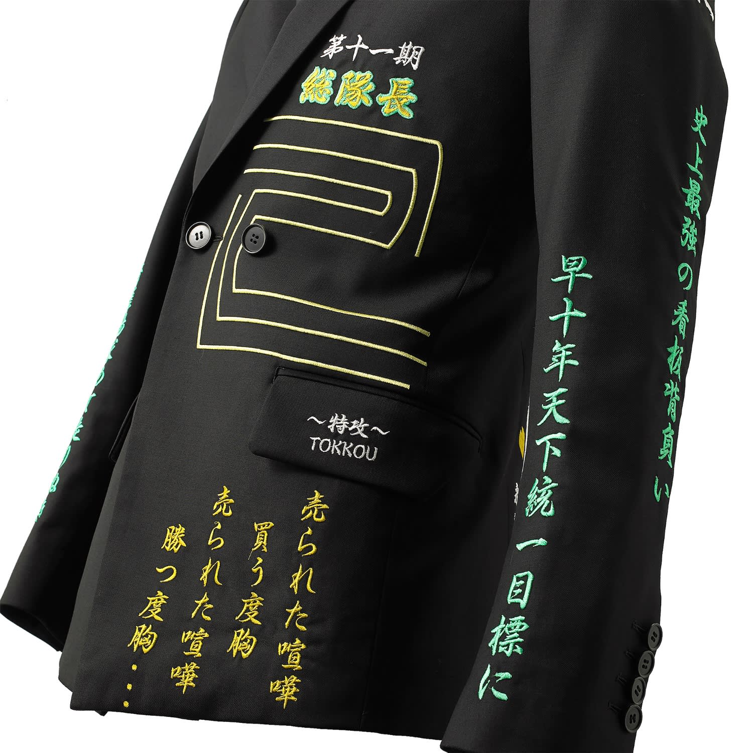 Tokkou Tailored Jacket With Japanese Embroideries In Black
