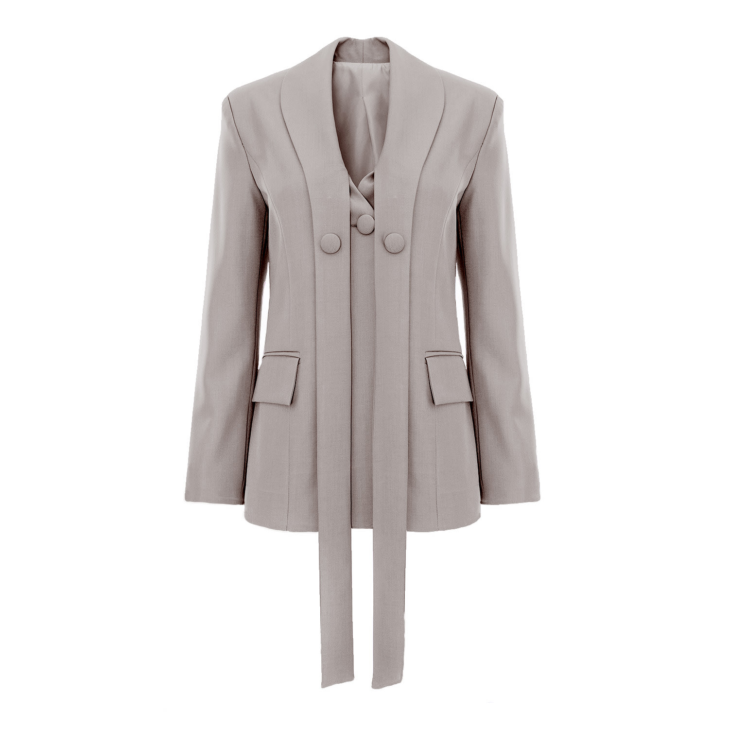 Women's Neutrals Beige Blazer With Buttons | Large | Bluzat