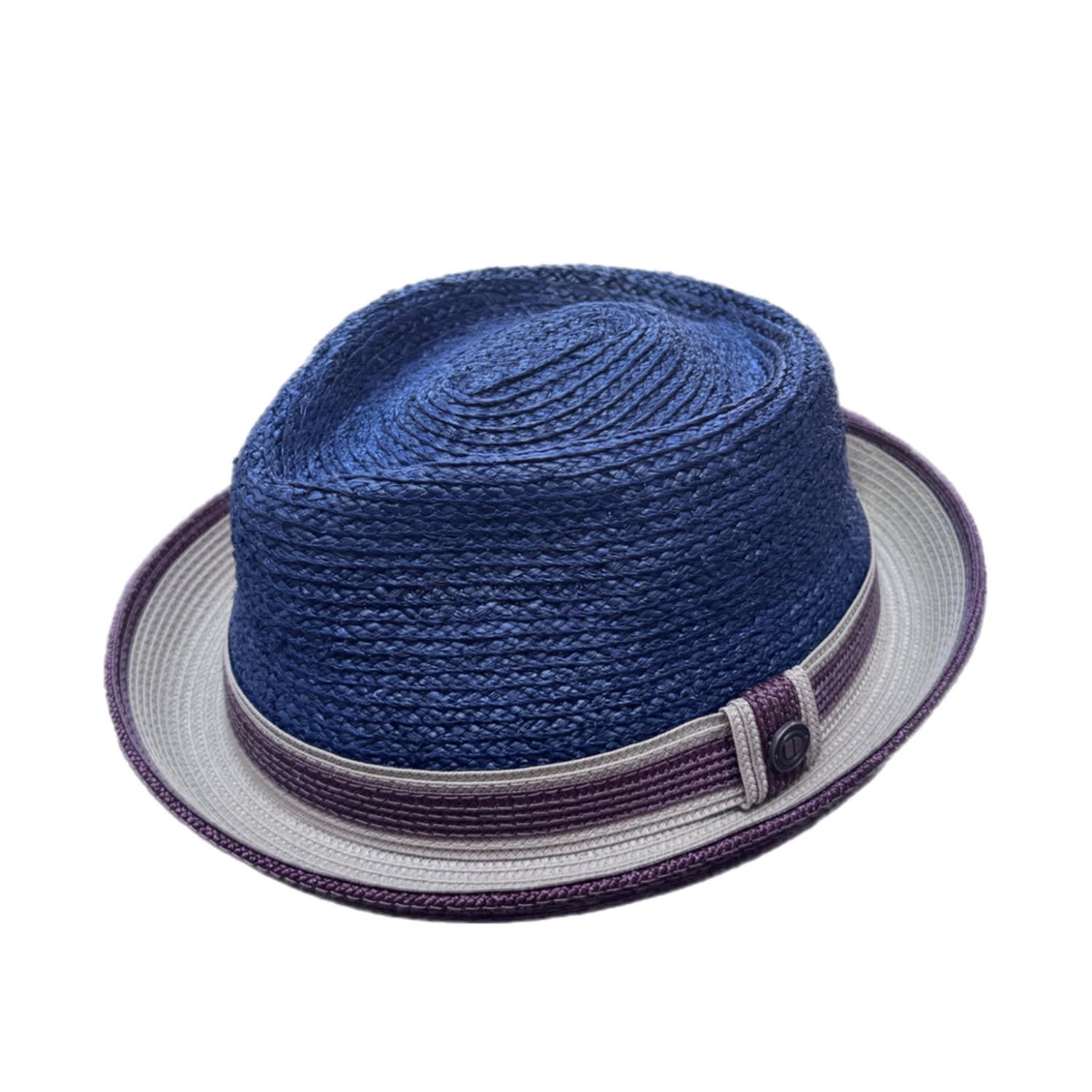 Men's Blue Dasmarca Sony Two Tone Raffia Straw Summer Porkpie Hat - Petrol | 61Cm | Dasmarca Hats