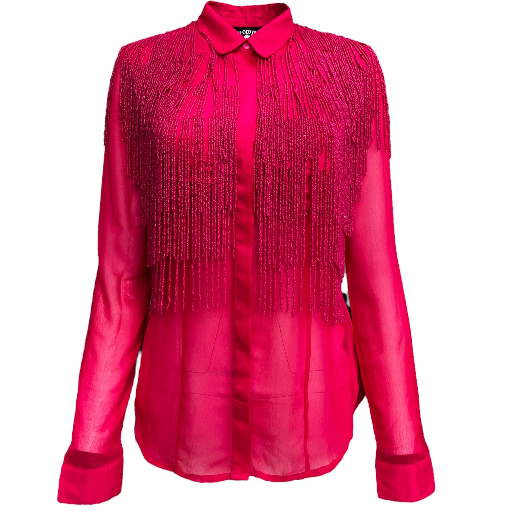 Any Old Iron Women's Pink / Purple Pinky Hand-beaded Fringe Shirt In Pink/purple