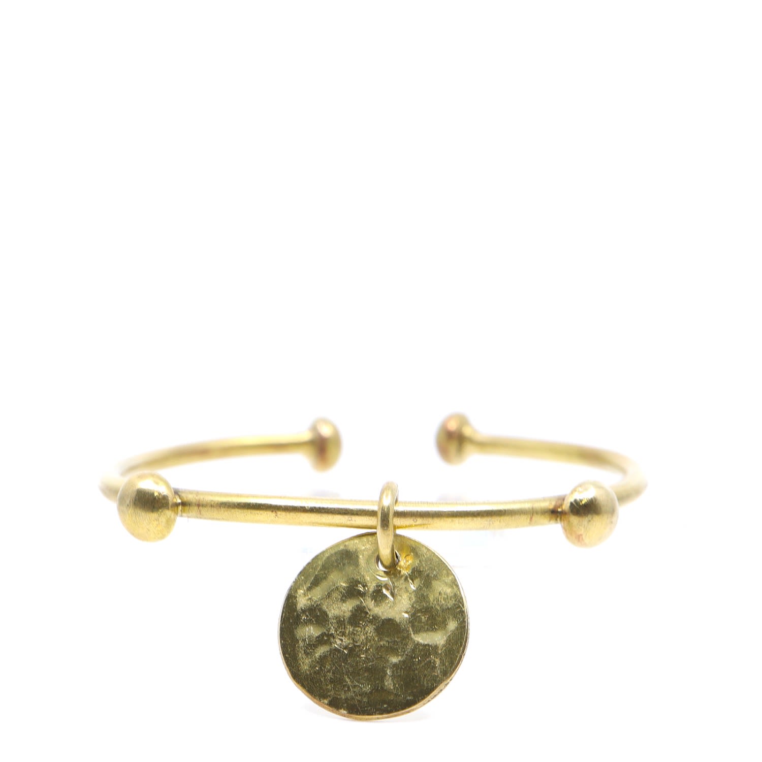 Women’s Gold Dotted & Hammered Coin Brass Bracelet Shar Oke