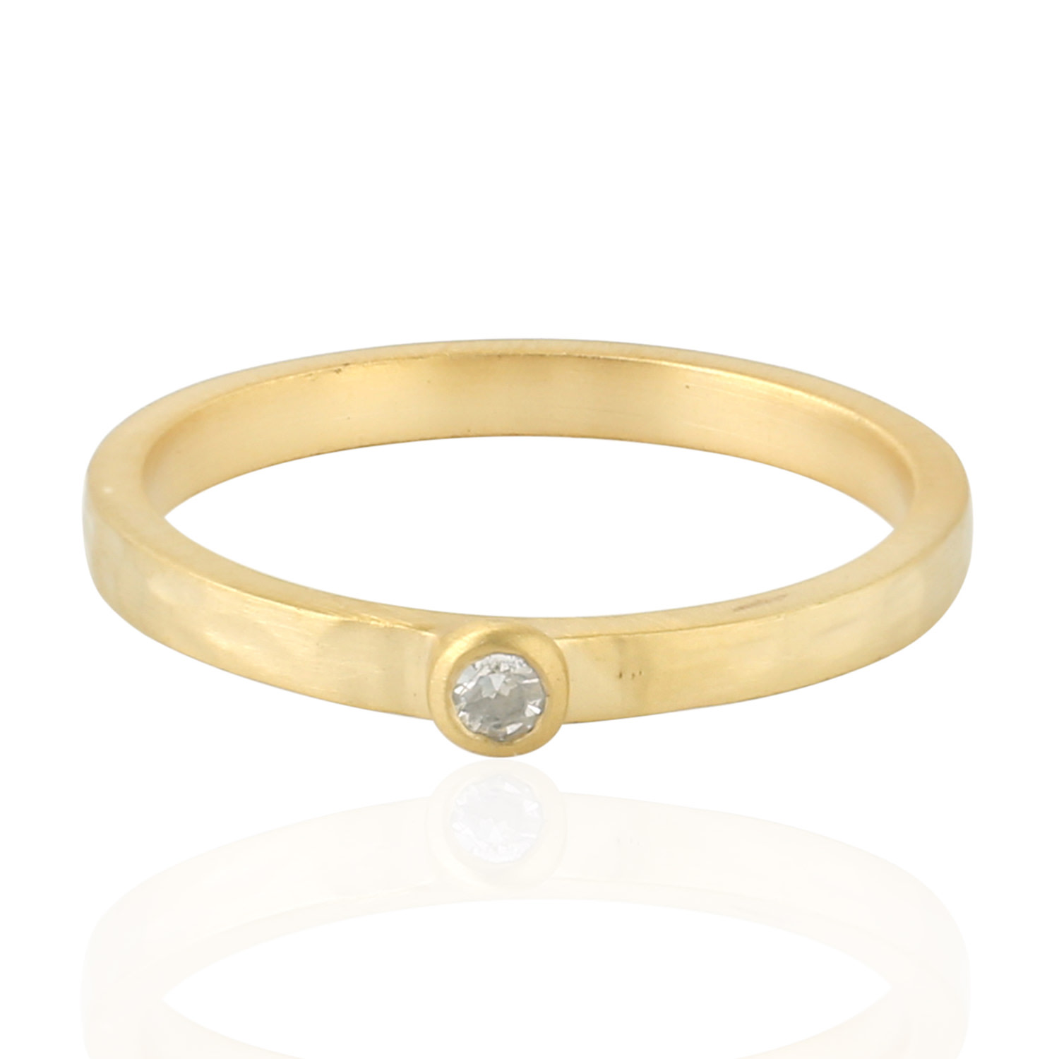 Artisan Women's Gold / White Natural Diamond Single Stone Band Ring In Yellow Gold