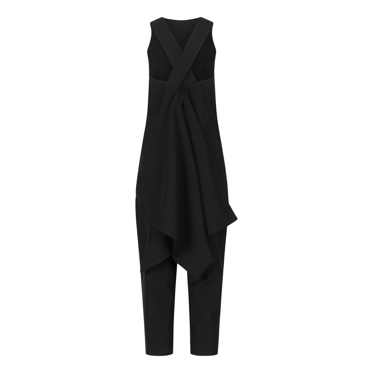 Clothes By Locker Room Two-piece Boxy Criss-cross Back Tiered Top & Relaxed Pants Co-ord Set In Black In Black