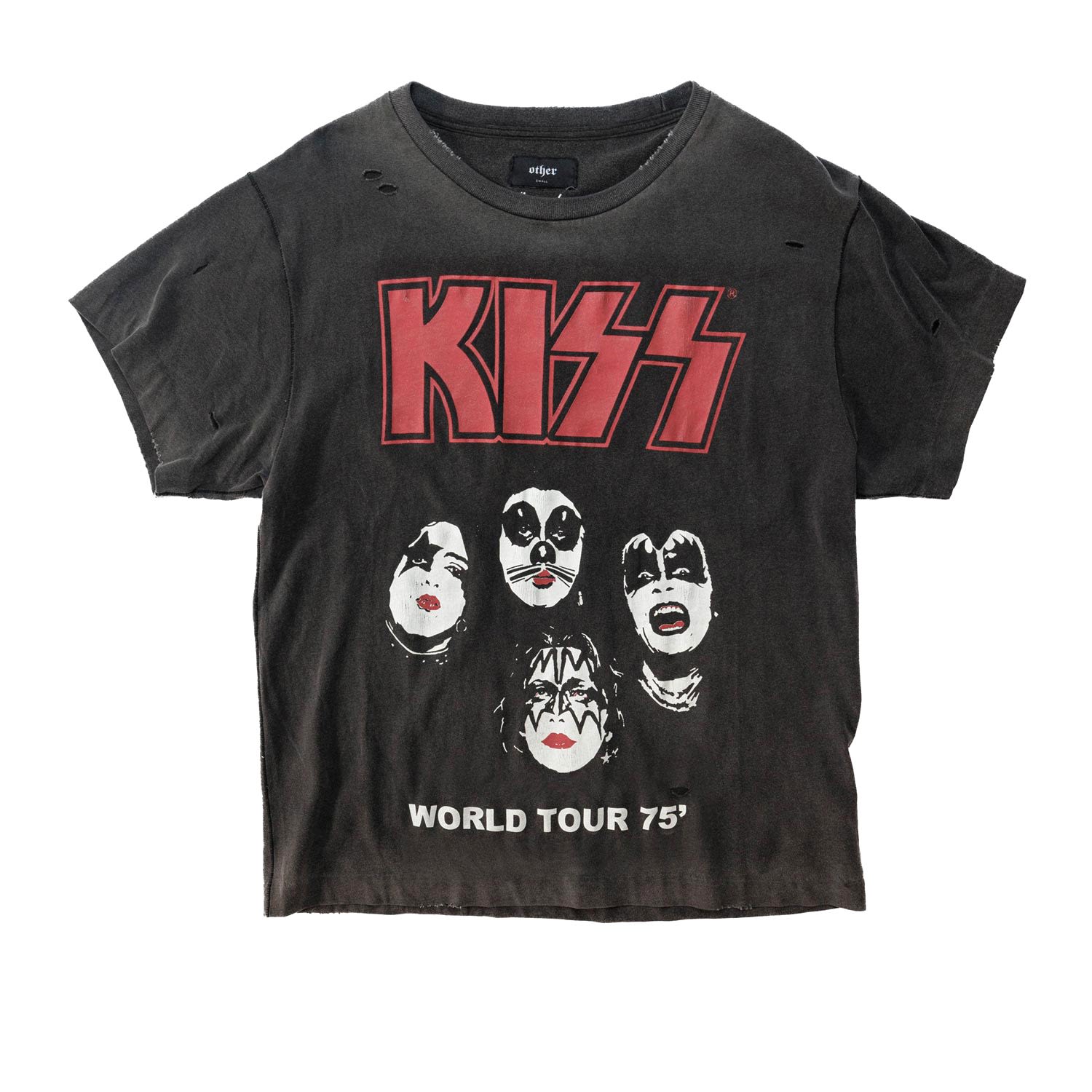 Women’s Kiss - World Tour - Vintage Band T-Shirt - Heavy Relic Black Extra Large OTHER UK