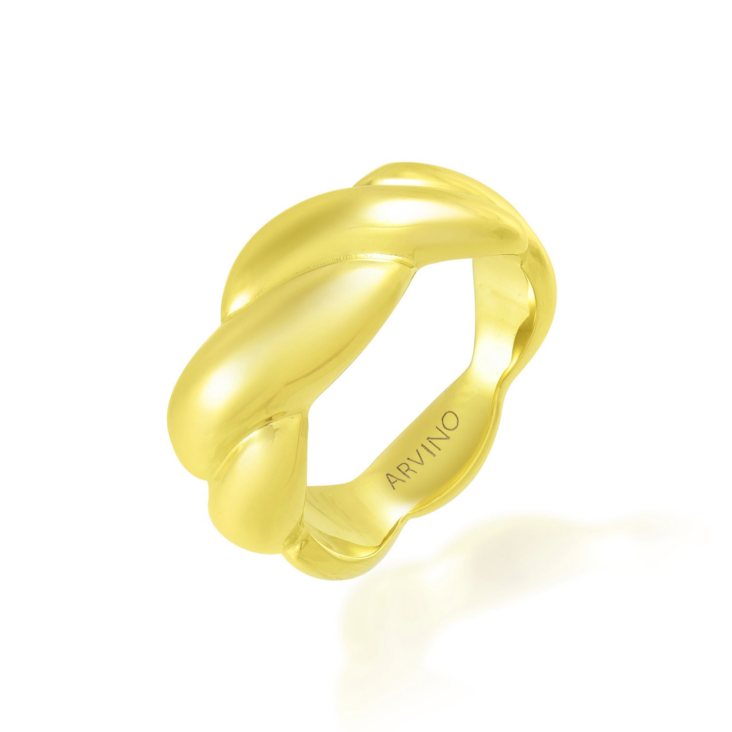 Arvino Women's Gold Twisted Chunky Ring Water Proof & Allergy Proof