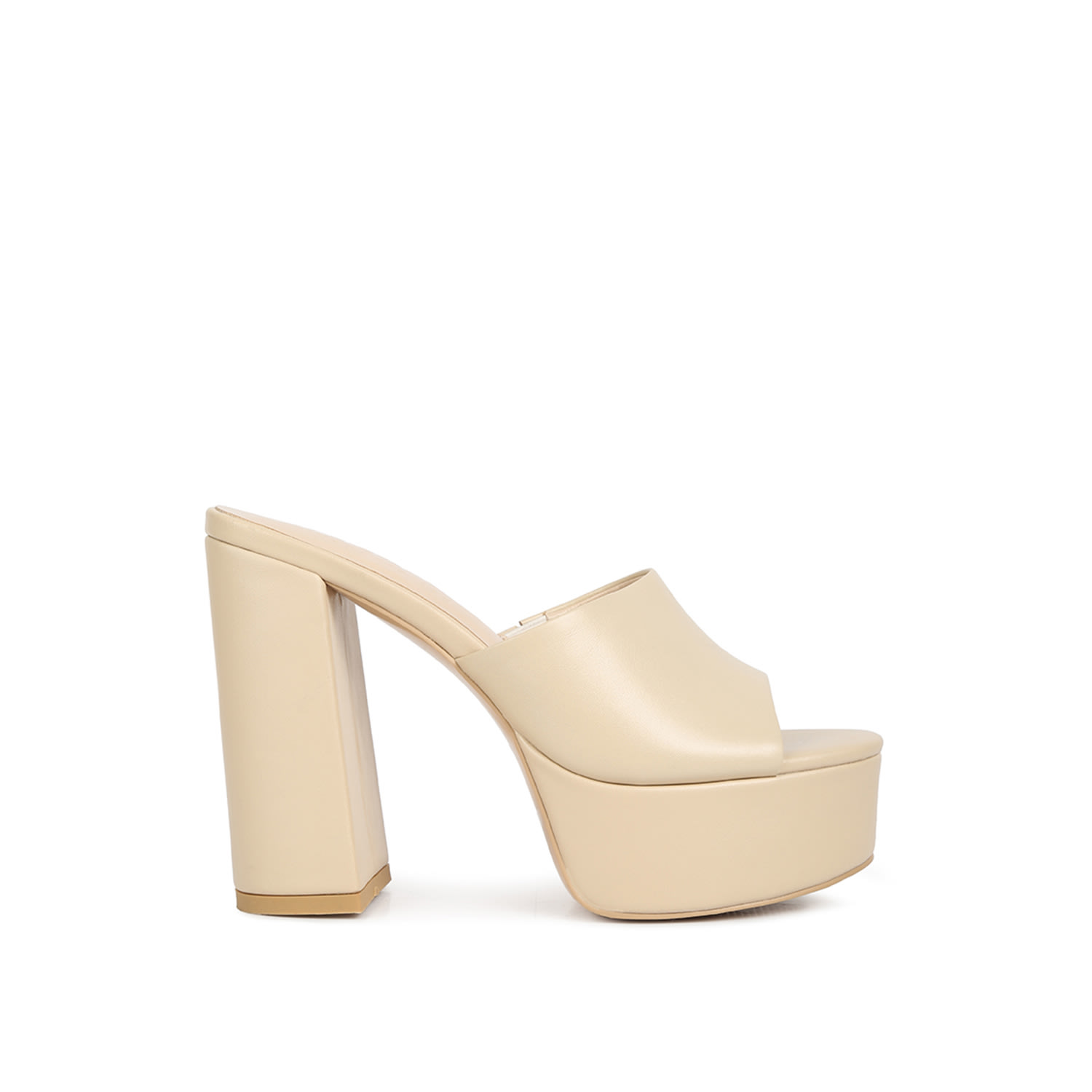 Rag & Co Shuri Open Toe High Block Heel Sandals In Beige In Neutral