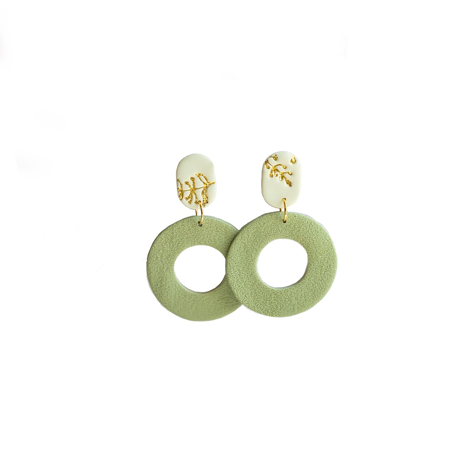 Ziolla Designs Women's Green / White Ruth Green And White Textured Round Earrings