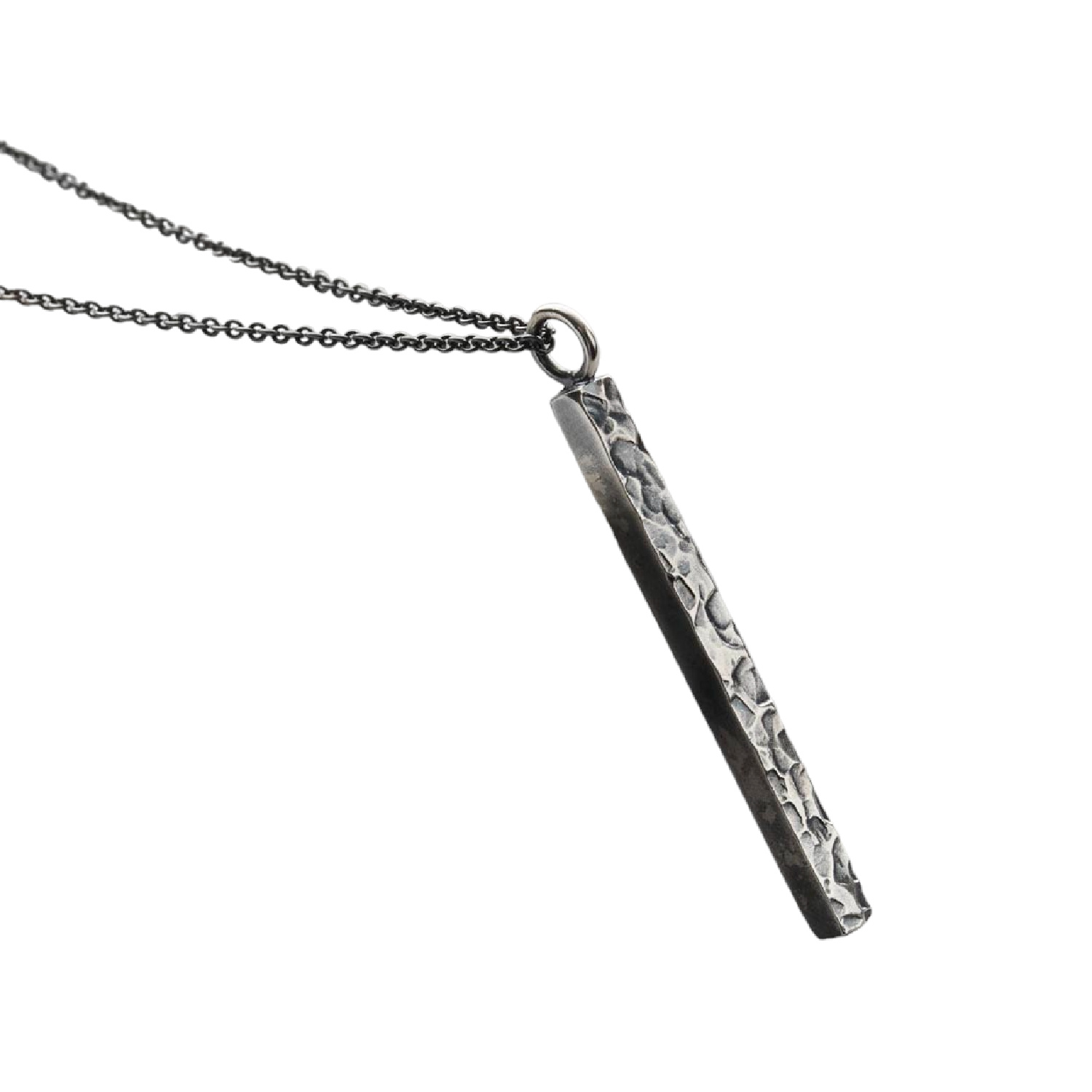 Men’s Textured Oxidised Sterling Silver Bar Necklace by Posh Totty Designs