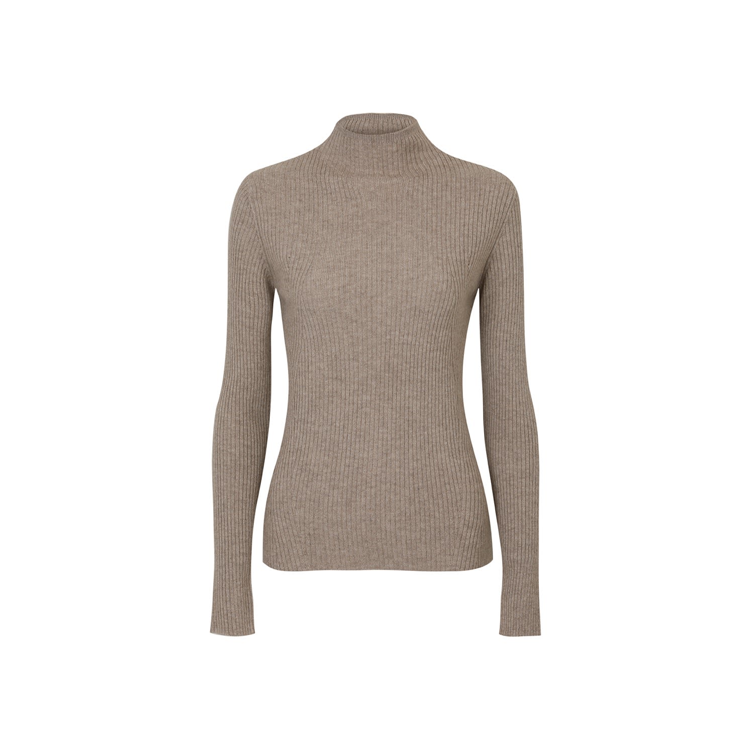 Women’s Neutrals Slim Fit Ribbed Cashmere Turtleneck Sweater, Beige Medium Callaite