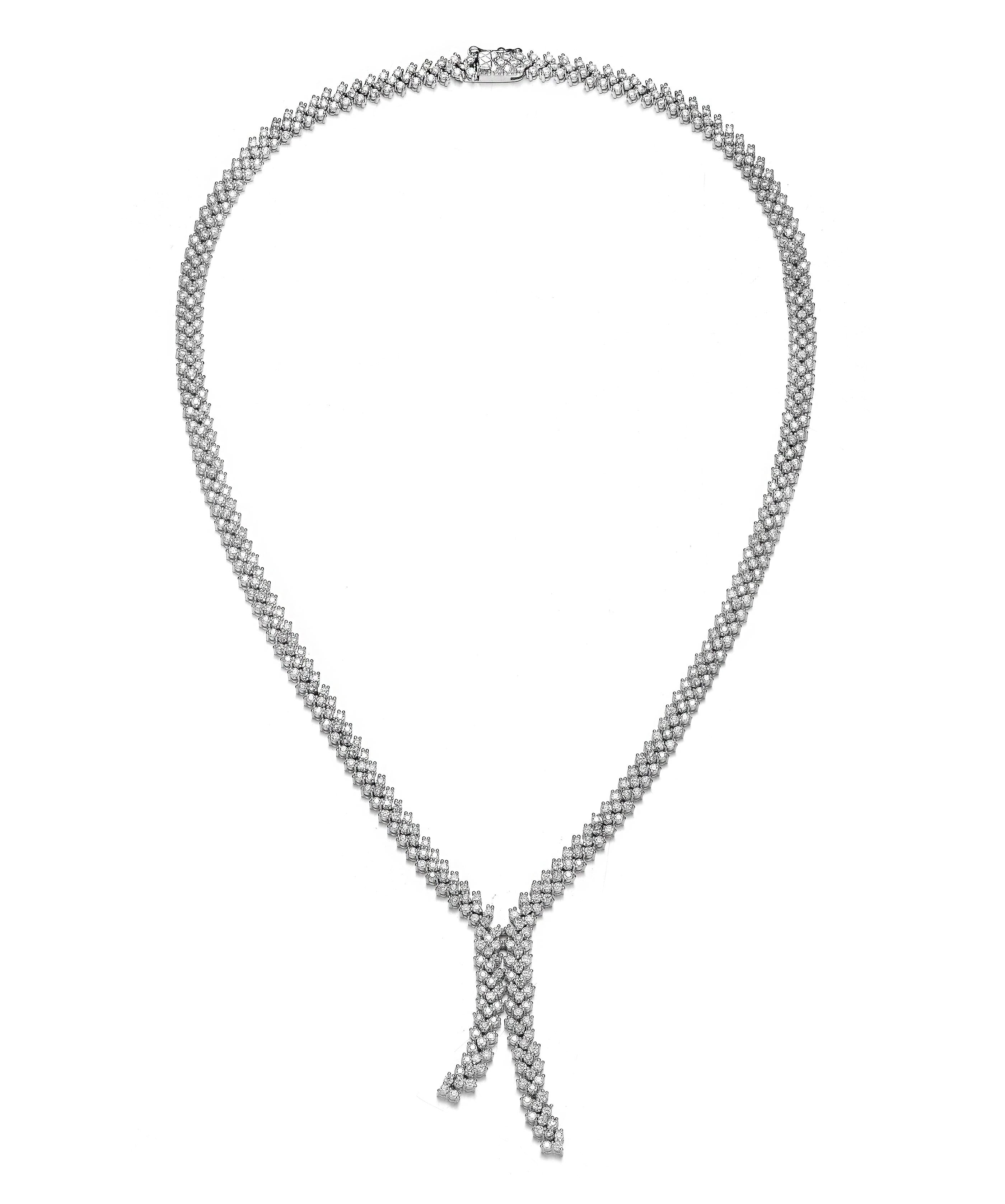 Women’s White / Silver Lierre Three Row Tie Necklace Genevive Jewelry
