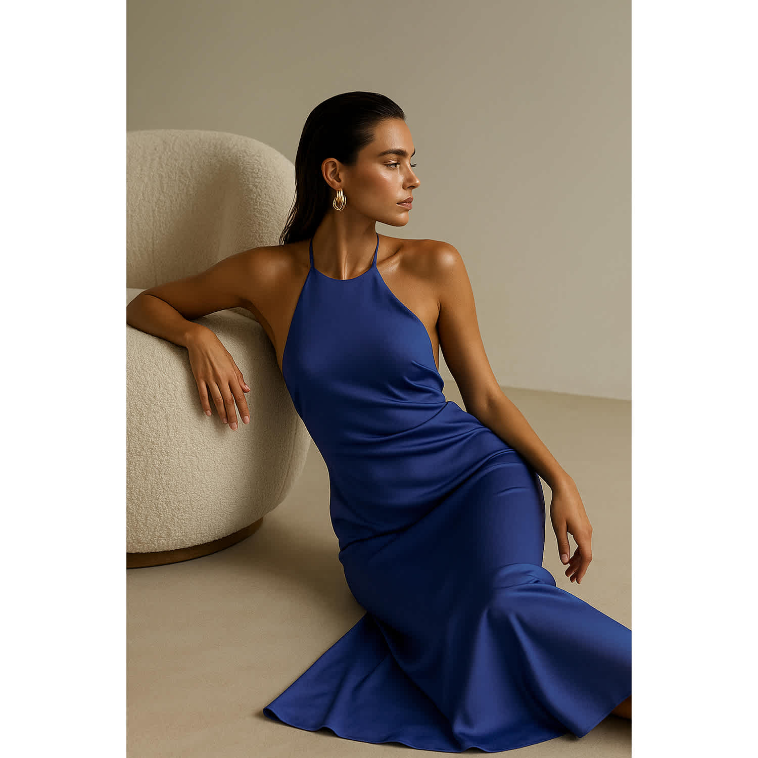 2kstyle Satin Midi Dress With Open Back - Purple