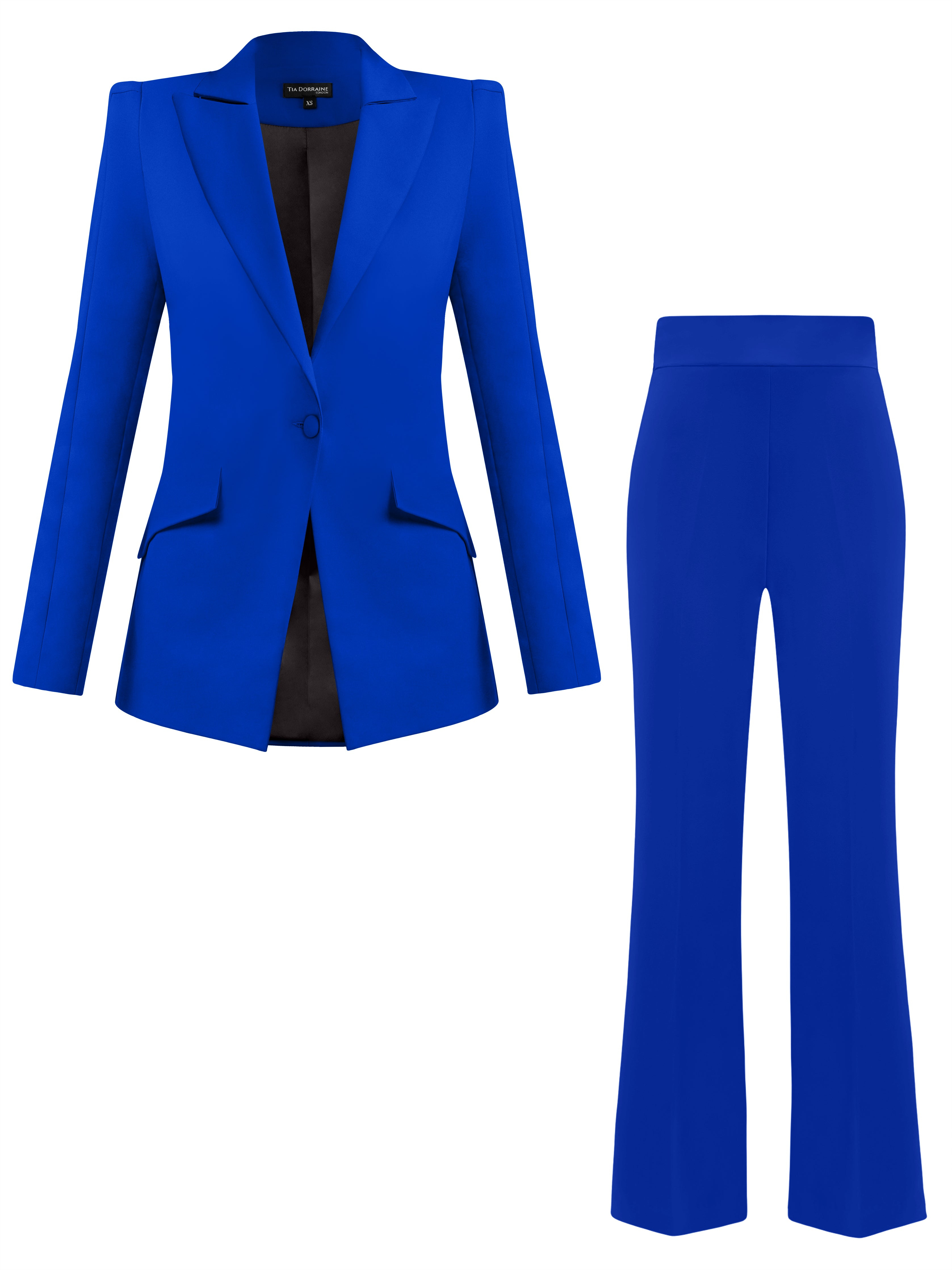 Tia Dorraine Illusion Blazer & Trousers Set - Azure Blue In Blue