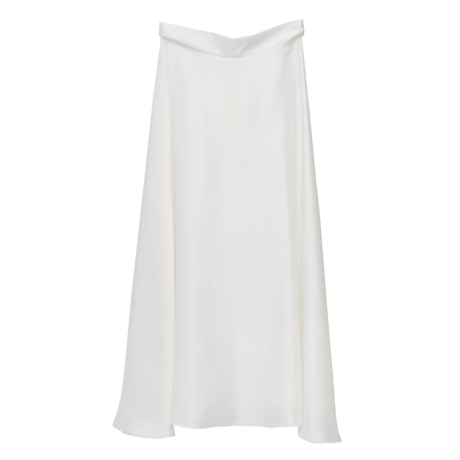 Mionè Women's White Fluttering Silk Midi Skirt